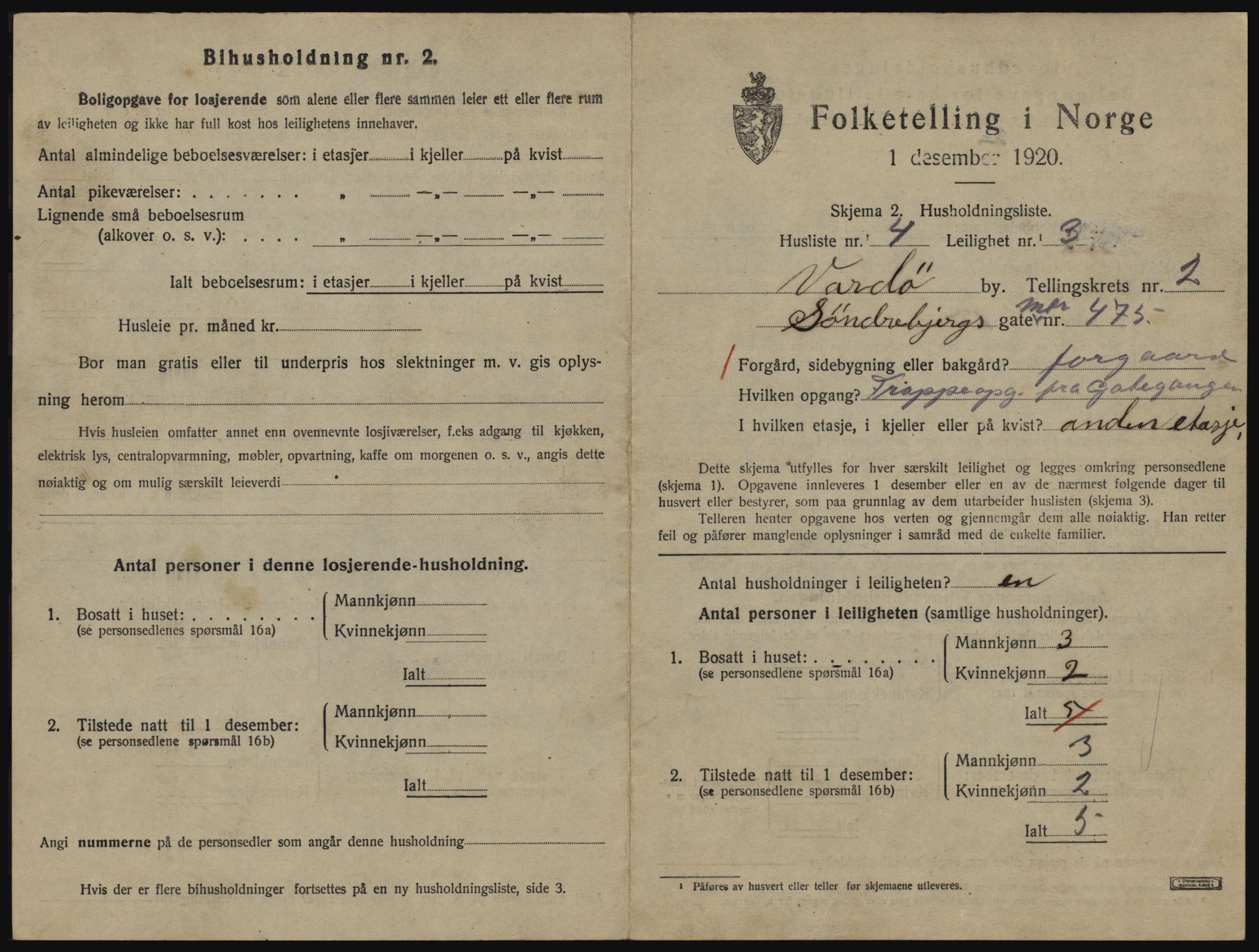 SATØ, 1920 census for Vardø, 1920, p. 1695