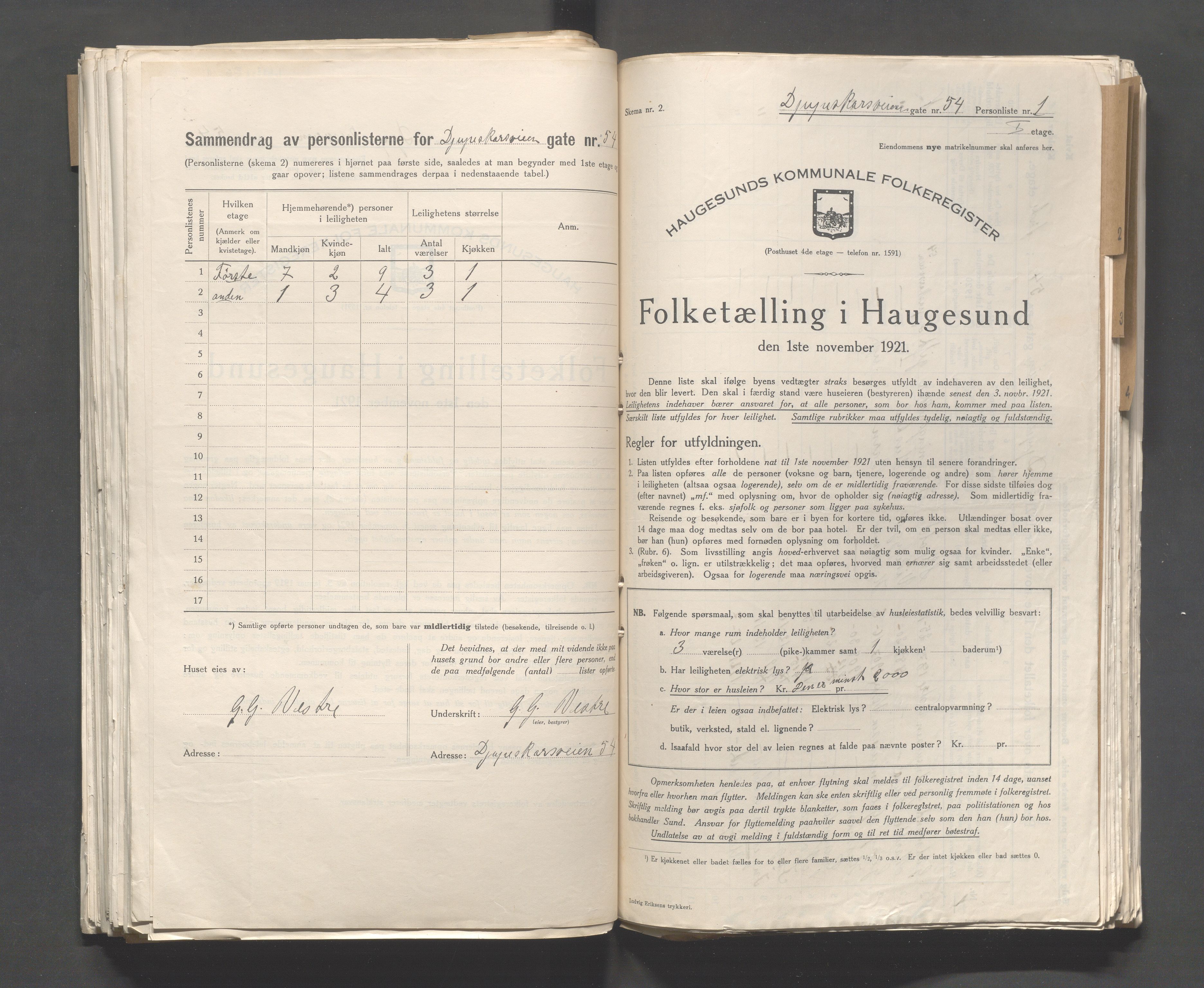 IKAR, Local census 1.11.1921 for Haugesund, 1921, p. 639