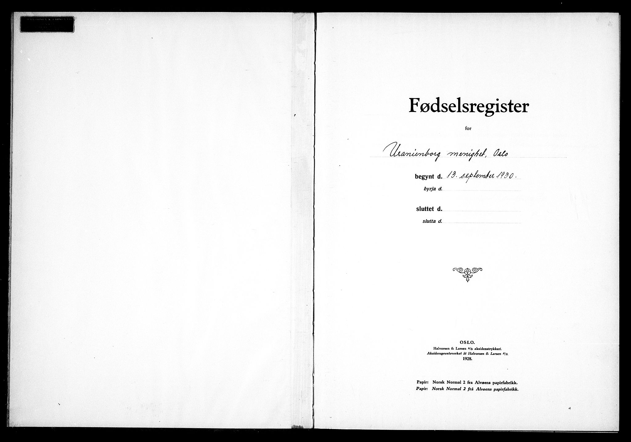 Uranienborg prestekontor Kirkebøker, SAO/A-10877/J/Ja/L0002: Birth register no. 2, 1930-1933