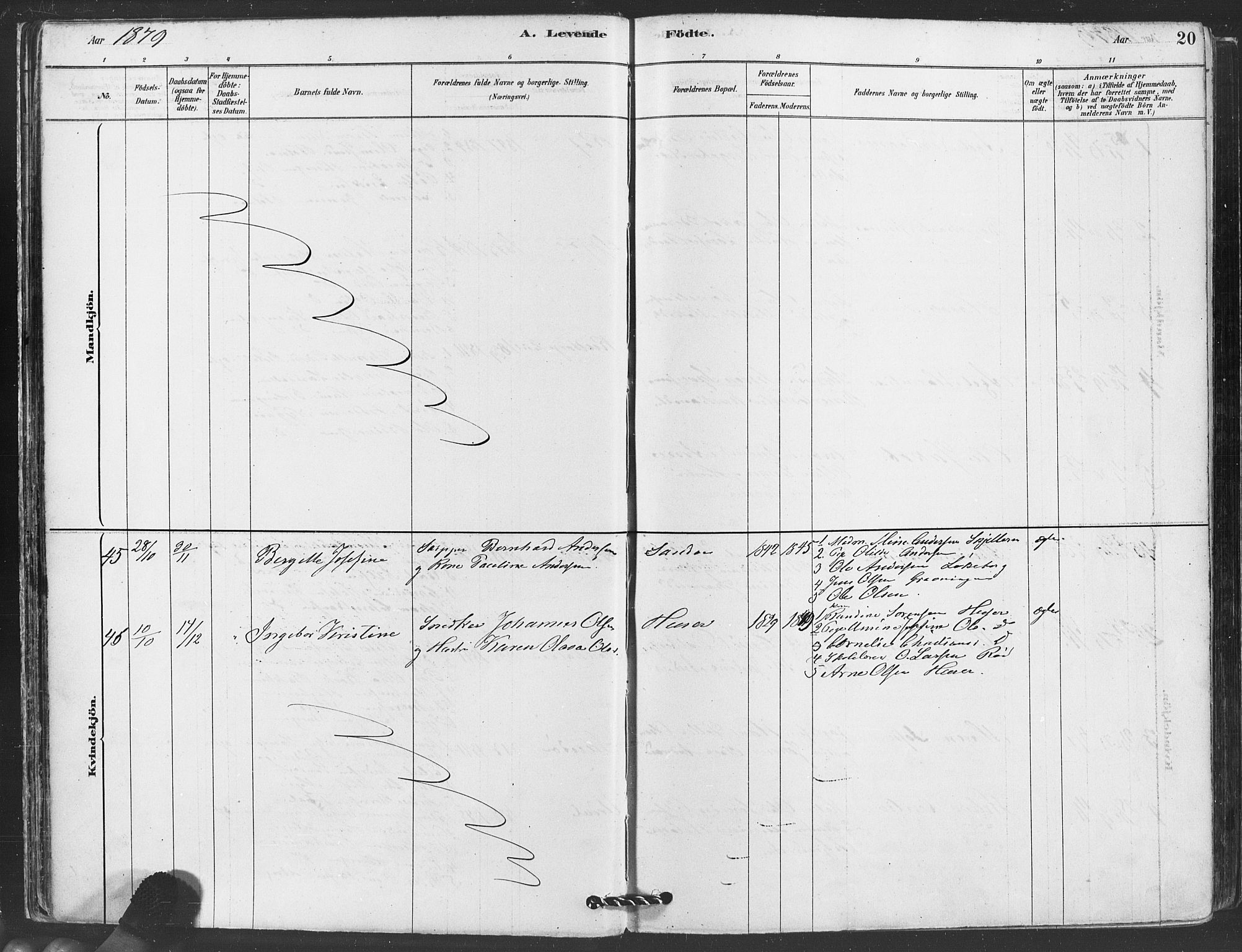 Hvaler prestekontor Kirkebøker, AV/SAO-A-2001/F/Fa/L0008: Parish register (official) no. I 8, 1878-1895, p. 20