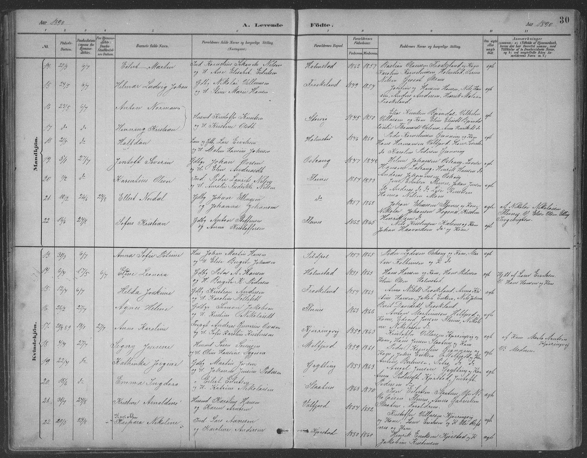 Ministerialprotokoller, klokkerbøker og fødselsregistre - Nordland, AV/SAT-A-1459/890/L1290: Parish register (copy) no. 890C01, 1882-1911, p. 30