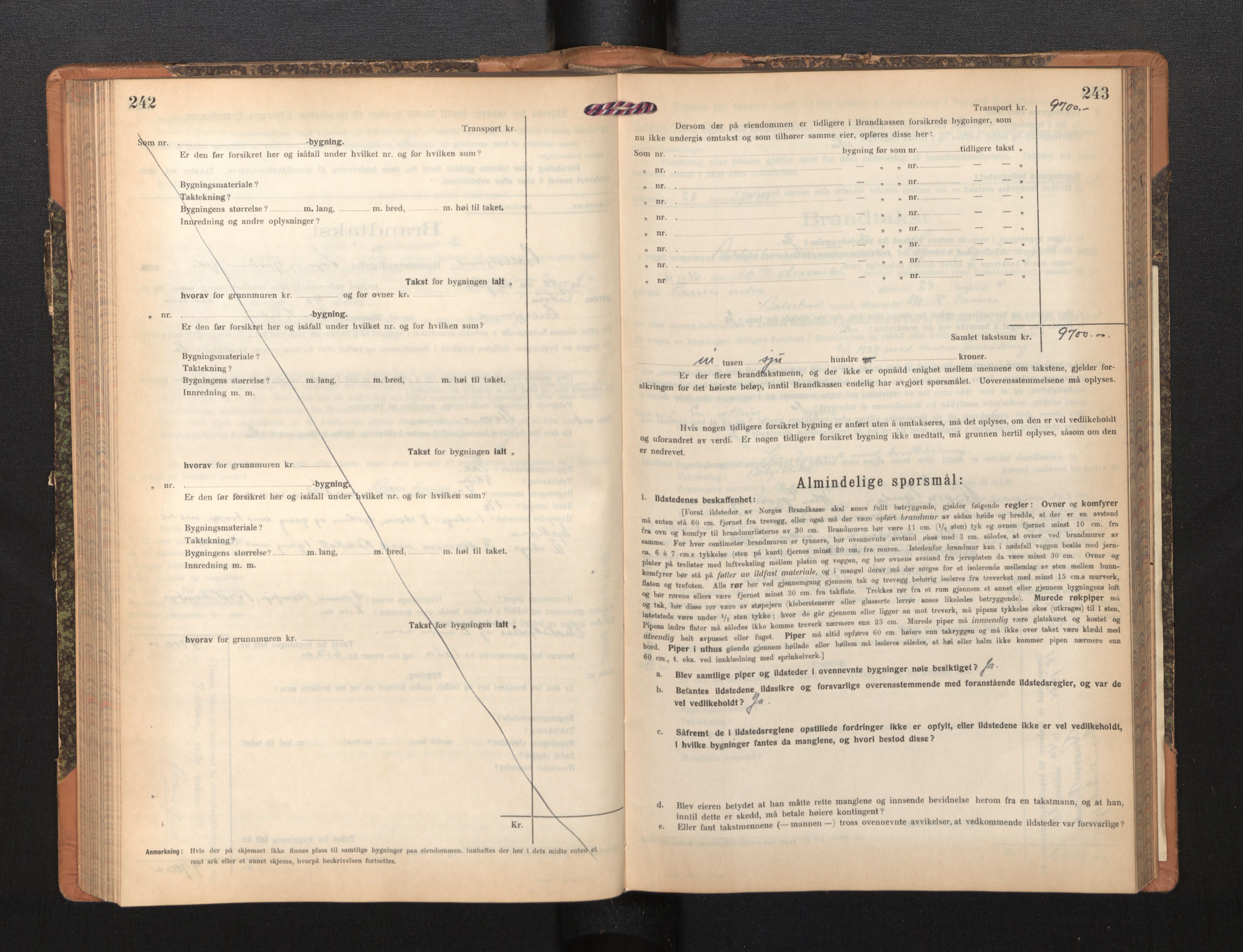 Lensmannen i Balestrand, AV/SAB-A-26501/0012/L0003: Branntakstprotokoll, skjematakst, 1920-1955, p. 242-243