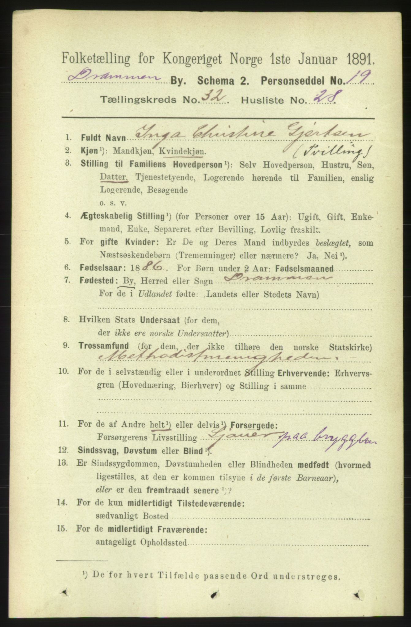 RA, 1891 census for 0602 Drammen, 1891, p. 19621