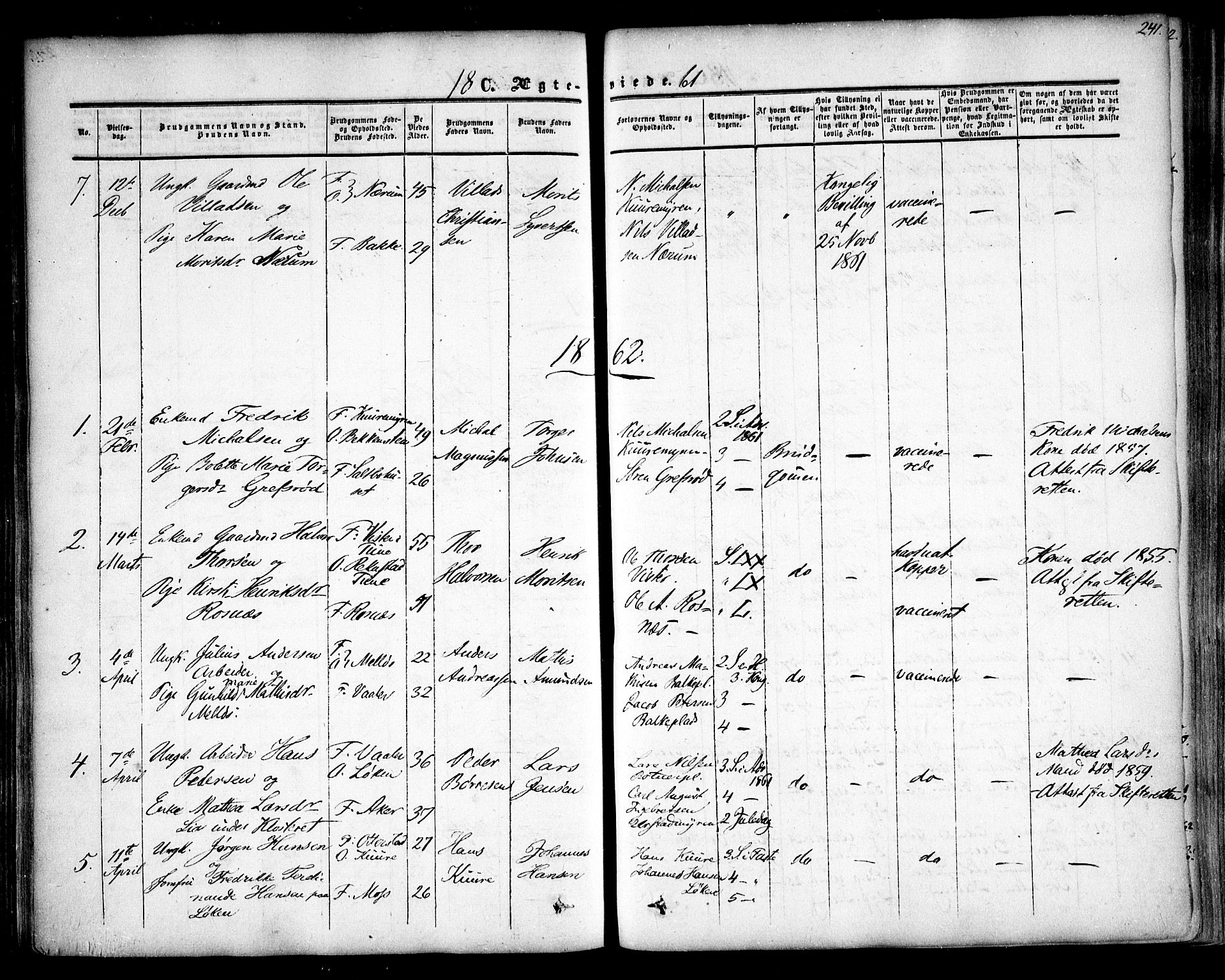 Rygge prestekontor Kirkebøker, SAO/A-10084b/F/Fa/L0005: Parish register (official) no. 5, 1852-1871, p. 241