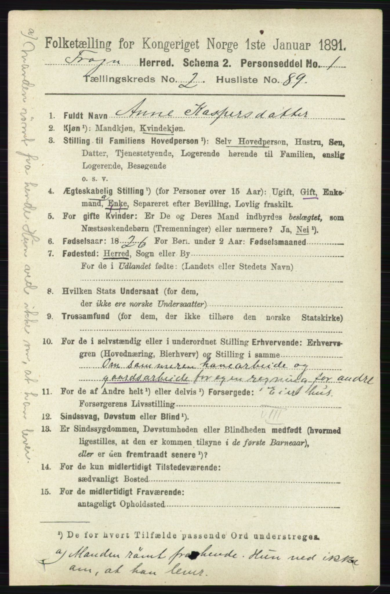 RA, 1891 census for 0215 Frogn, 1891, p. 1799