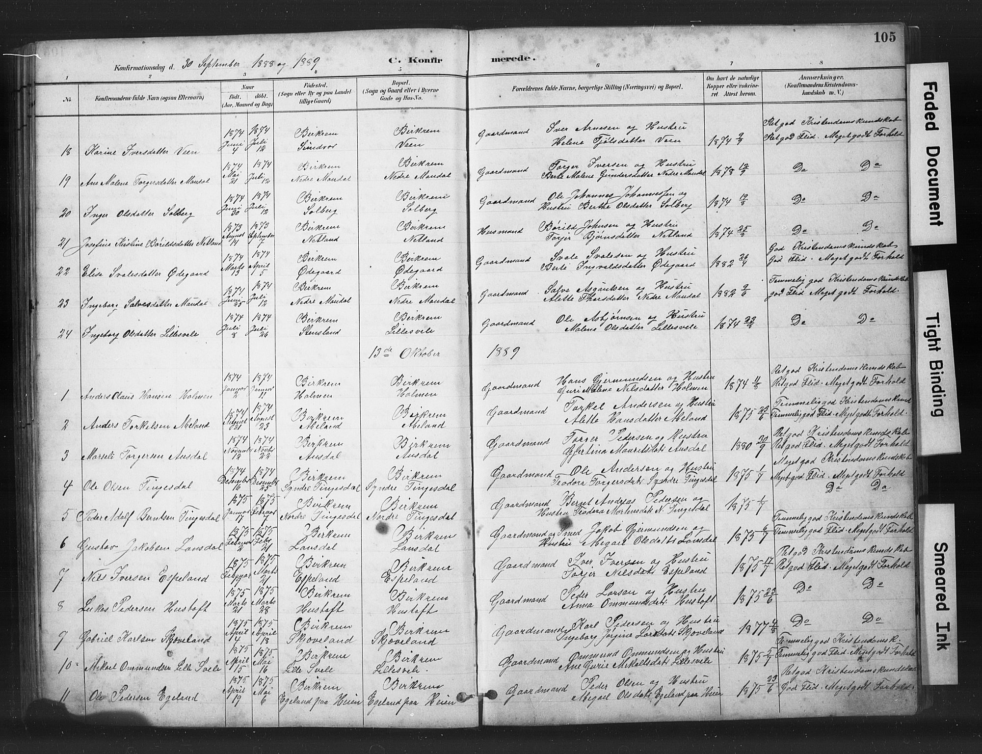 Helleland sokneprestkontor, AV/SAST-A-101810: Parish register (copy) no. B 5, 1887-1908, p. 105