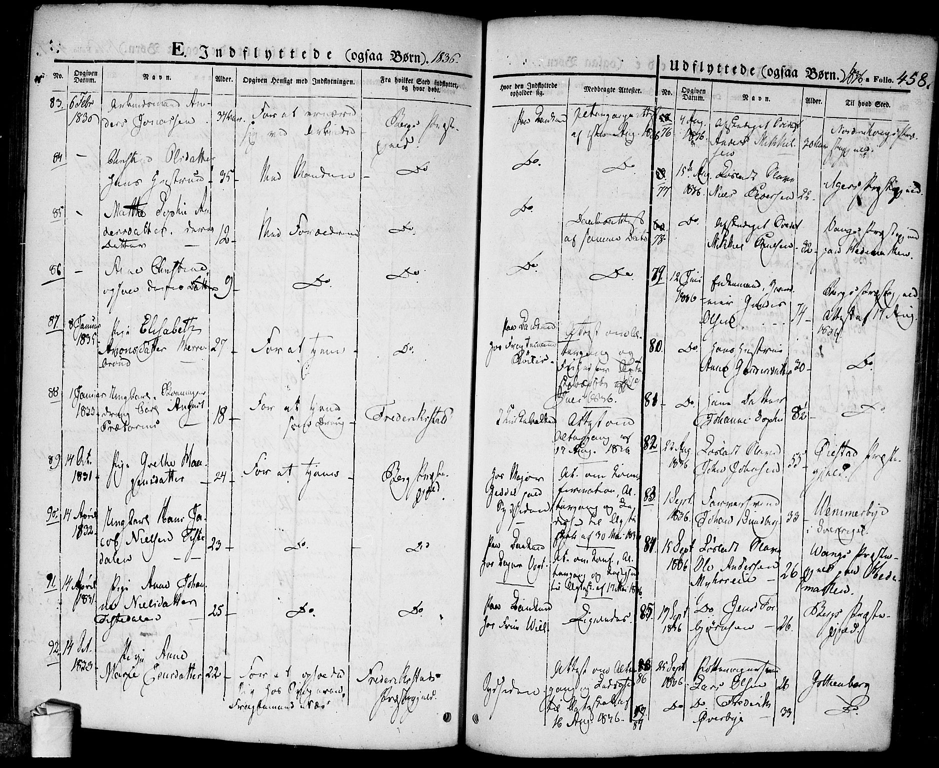 Halden prestekontor Kirkebøker, AV/SAO-A-10909/F/Fa/L0005: Parish register (official) no. I 5, 1834-1845, p. 458