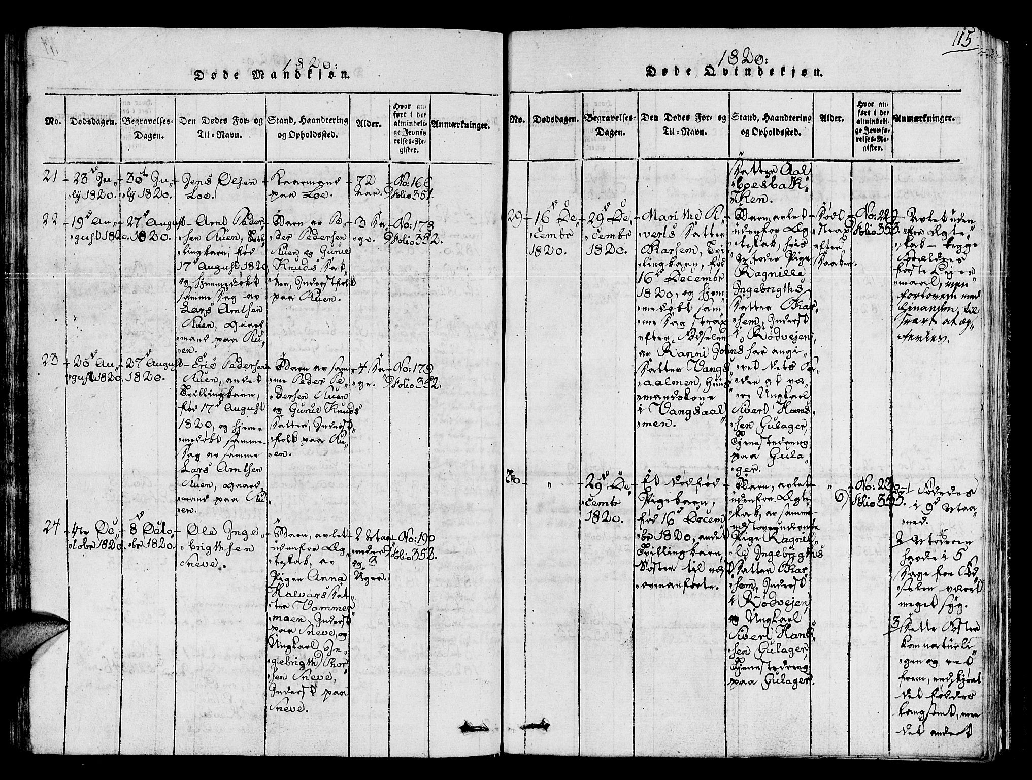 Ministerialprotokoller, klokkerbøker og fødselsregistre - Sør-Trøndelag, SAT/A-1456/678/L0895: Parish register (official) no. 678A05 /1, 1816-1821, p. 115