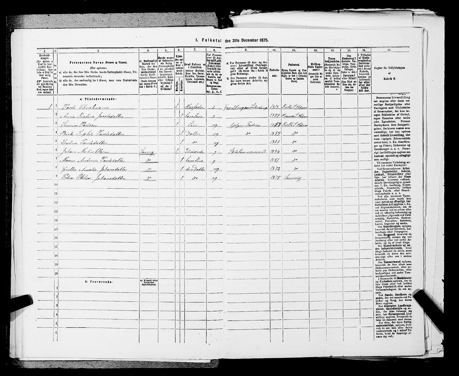 SAKO, 1875 census for 0727P Hedrum, 1875, p. 831