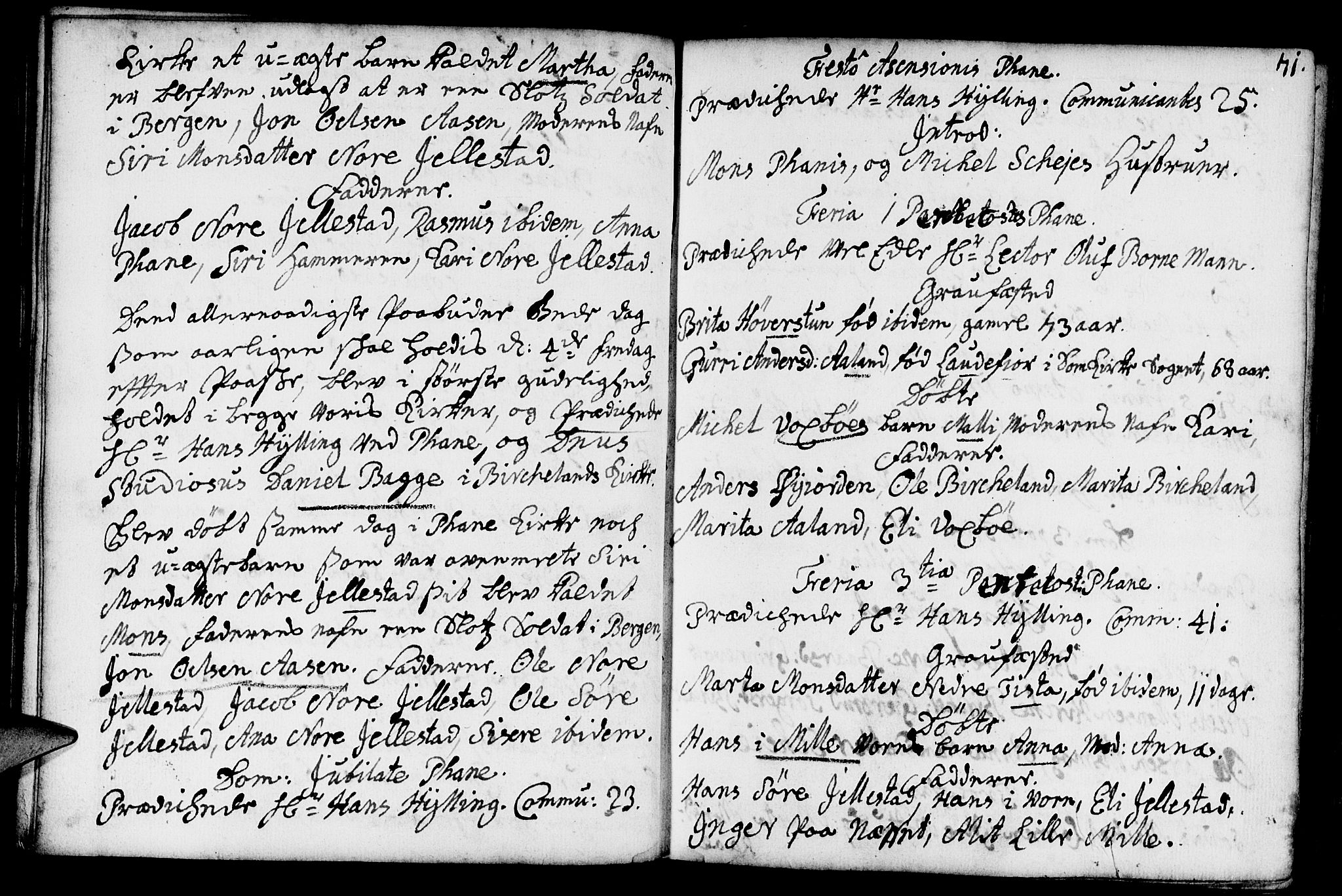 Fana Sokneprestembete, AV/SAB-A-75101/H/Haa/Haaa/L0002: Parish register (official) no. A 2, 1719-1735, p. 71