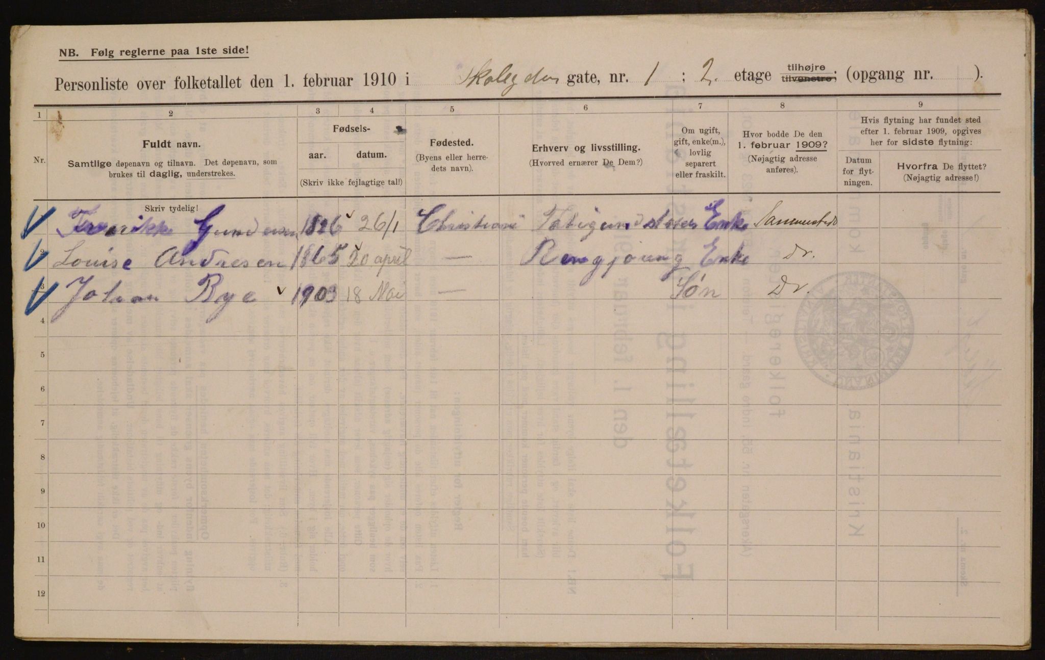 OBA, Municipal Census 1910 for Kristiania, 1910, p. 91753