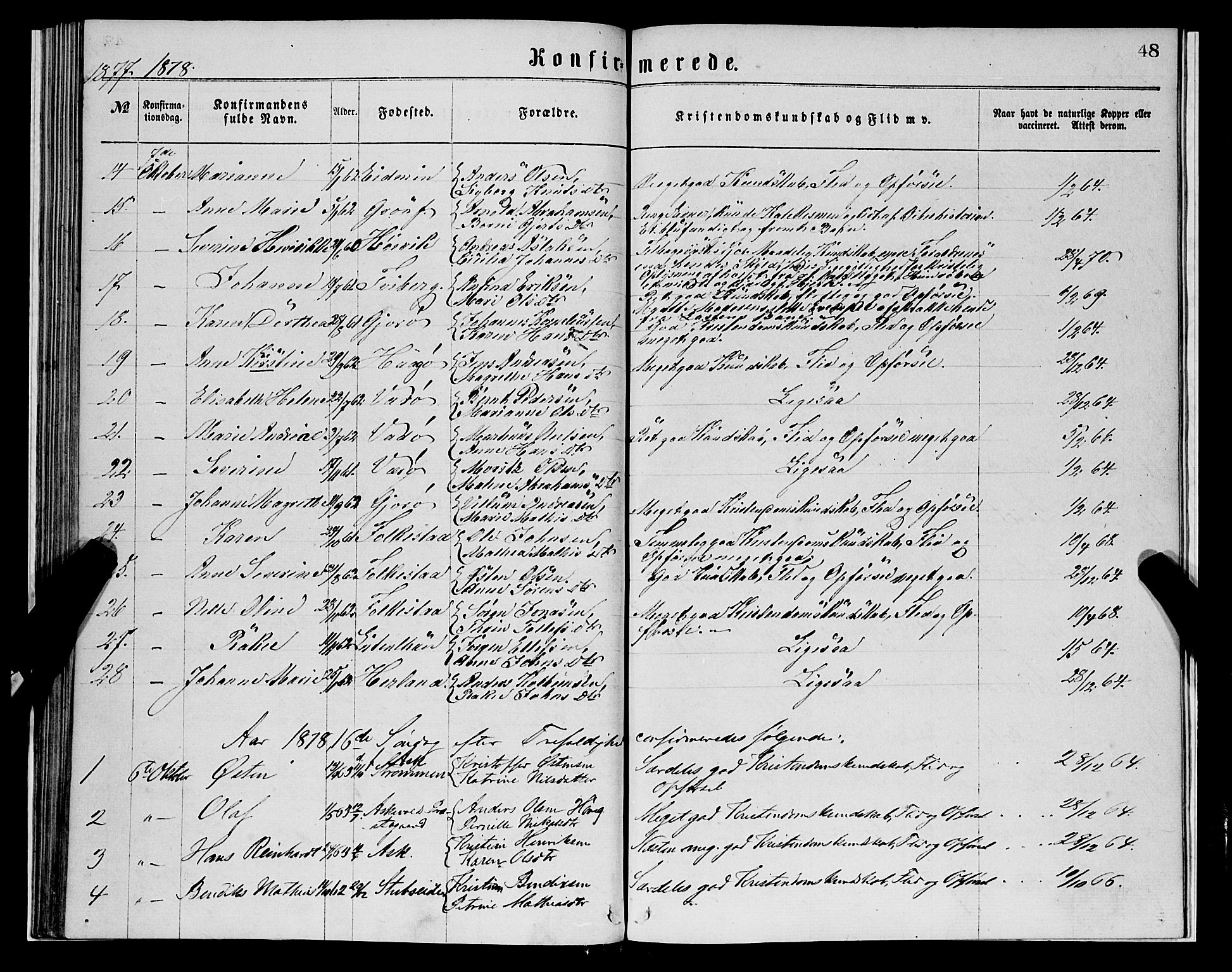 Askvoll sokneprestembete, AV/SAB-A-79501/H/Haa/Haaa/L0013: Parish register (official) no. A 13, 1865-1878, p. 48