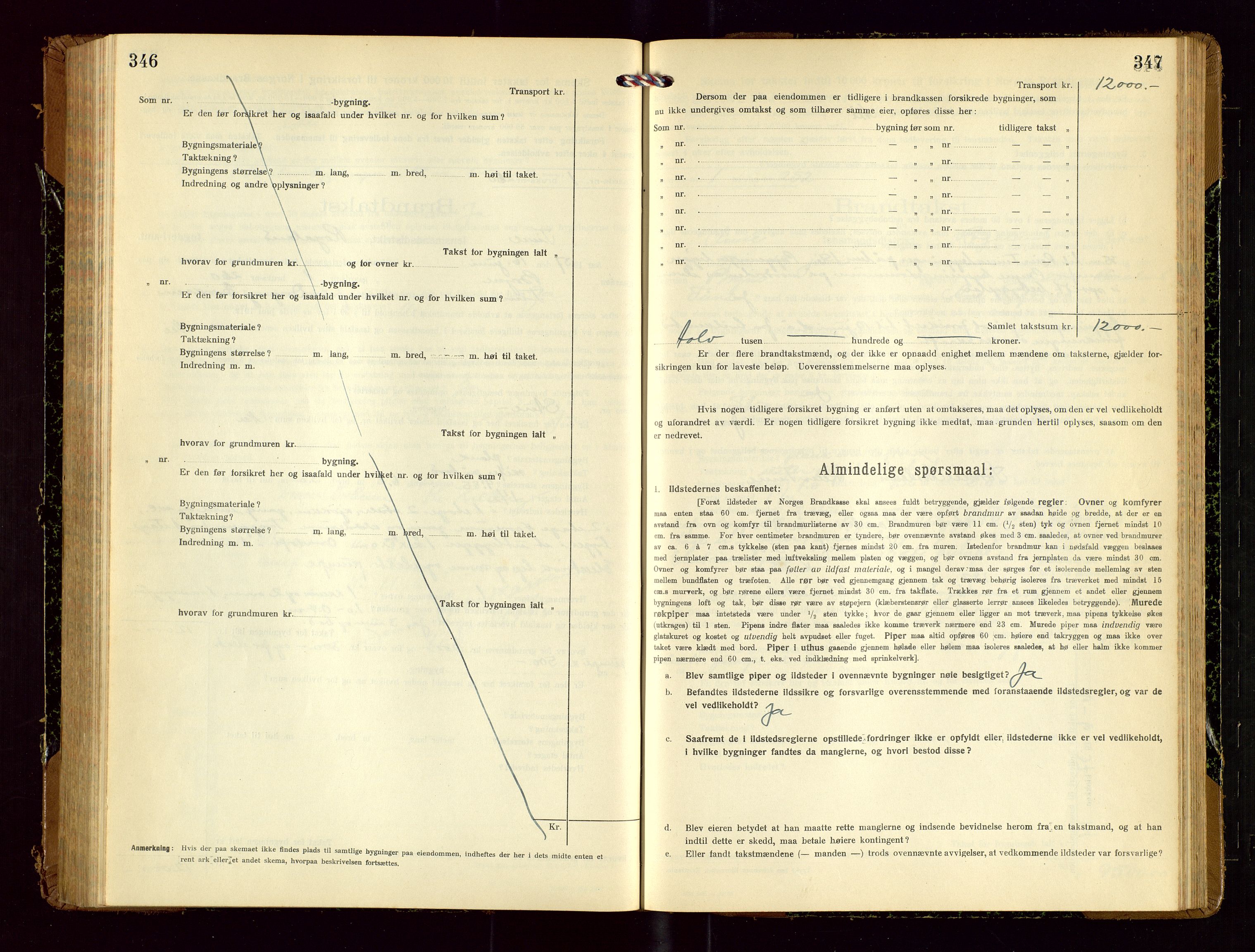 Time lensmannskontor, AV/SAST-A-100420/Gob/L0002: Branntakstprotokoll, 1919-1952, p. 346-347