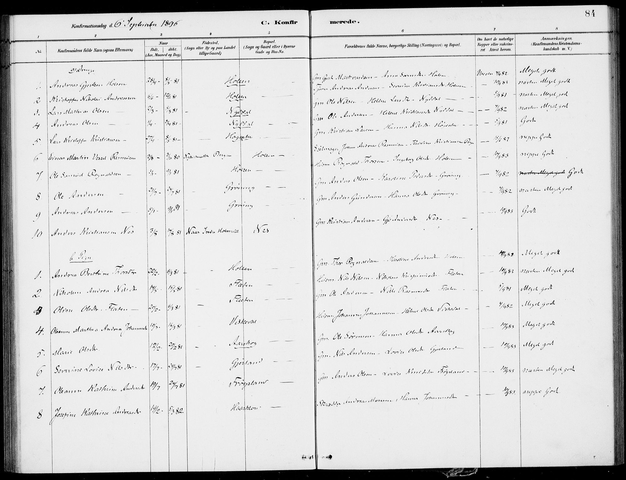 Førde sokneprestembete, SAB/A-79901/H/Haa/Haac/L0001: Parish register (official) no. C  1, 1881-1920, p. 84
