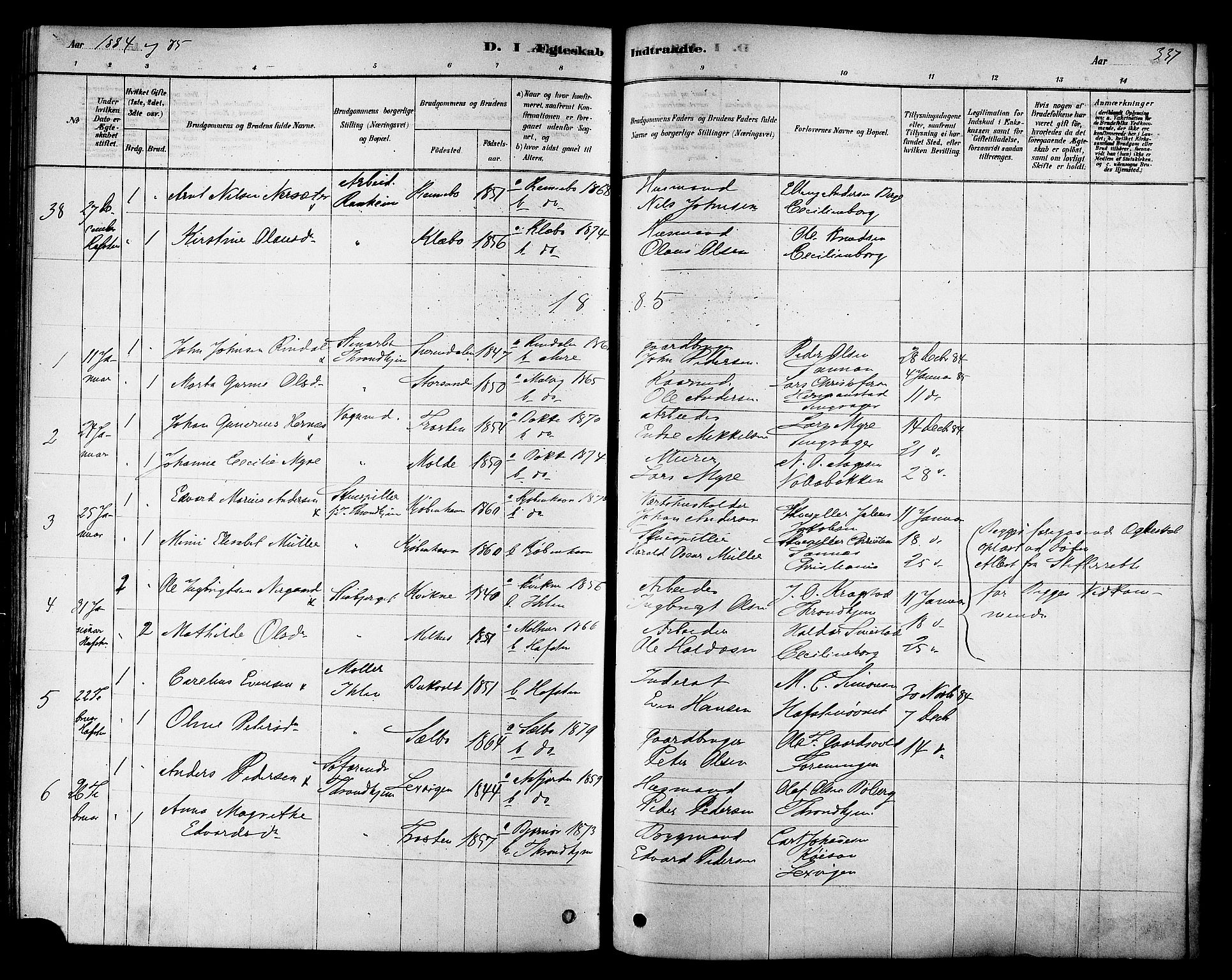 Ministerialprotokoller, klokkerbøker og fødselsregistre - Sør-Trøndelag, SAT/A-1456/606/L0294: Parish register (official) no. 606A09, 1878-1886, p. 337
