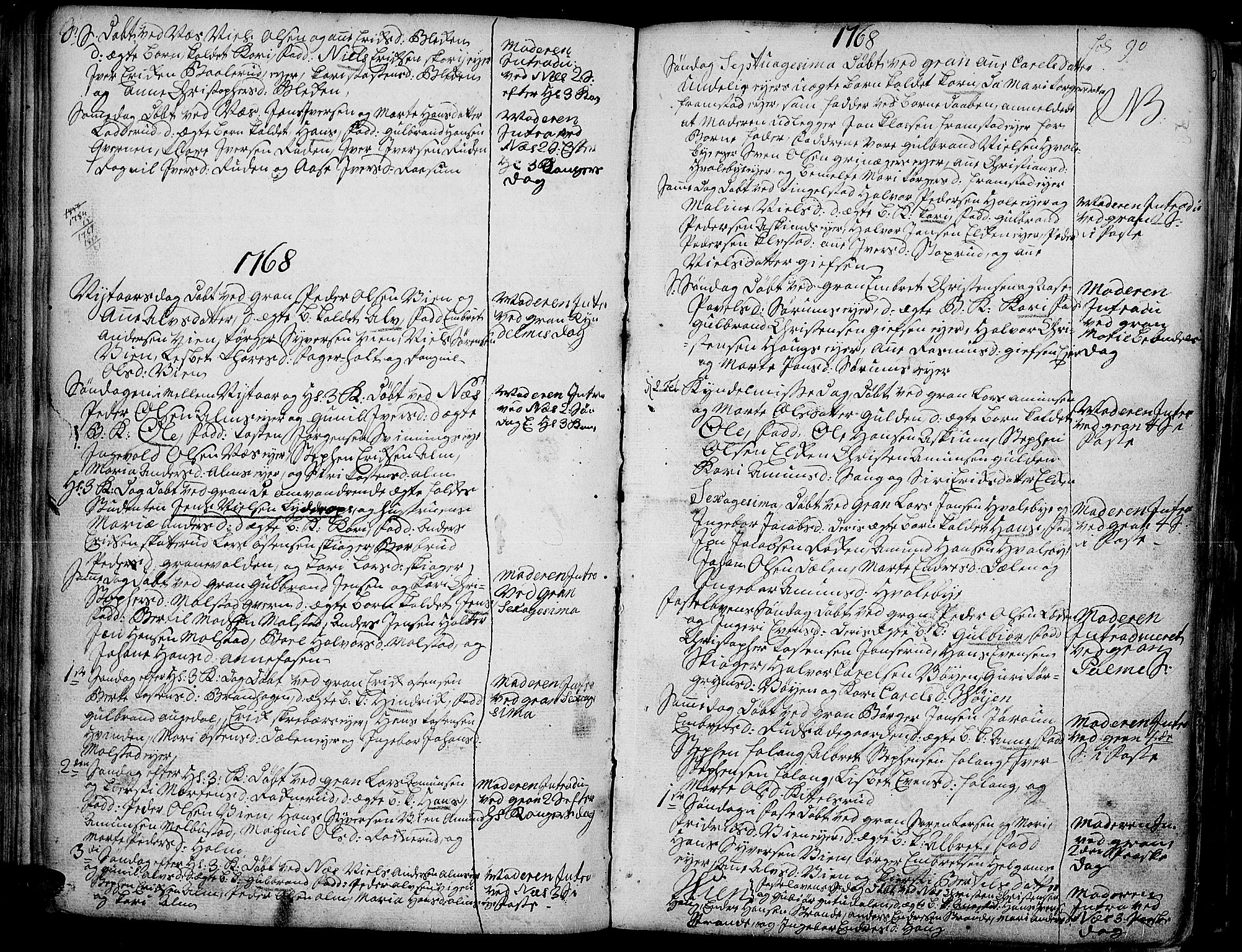 Gran prestekontor, SAH/PREST-112/H/Ha/Haa/L0004: Parish register (official) no. 4, 1759-1775, p. 90