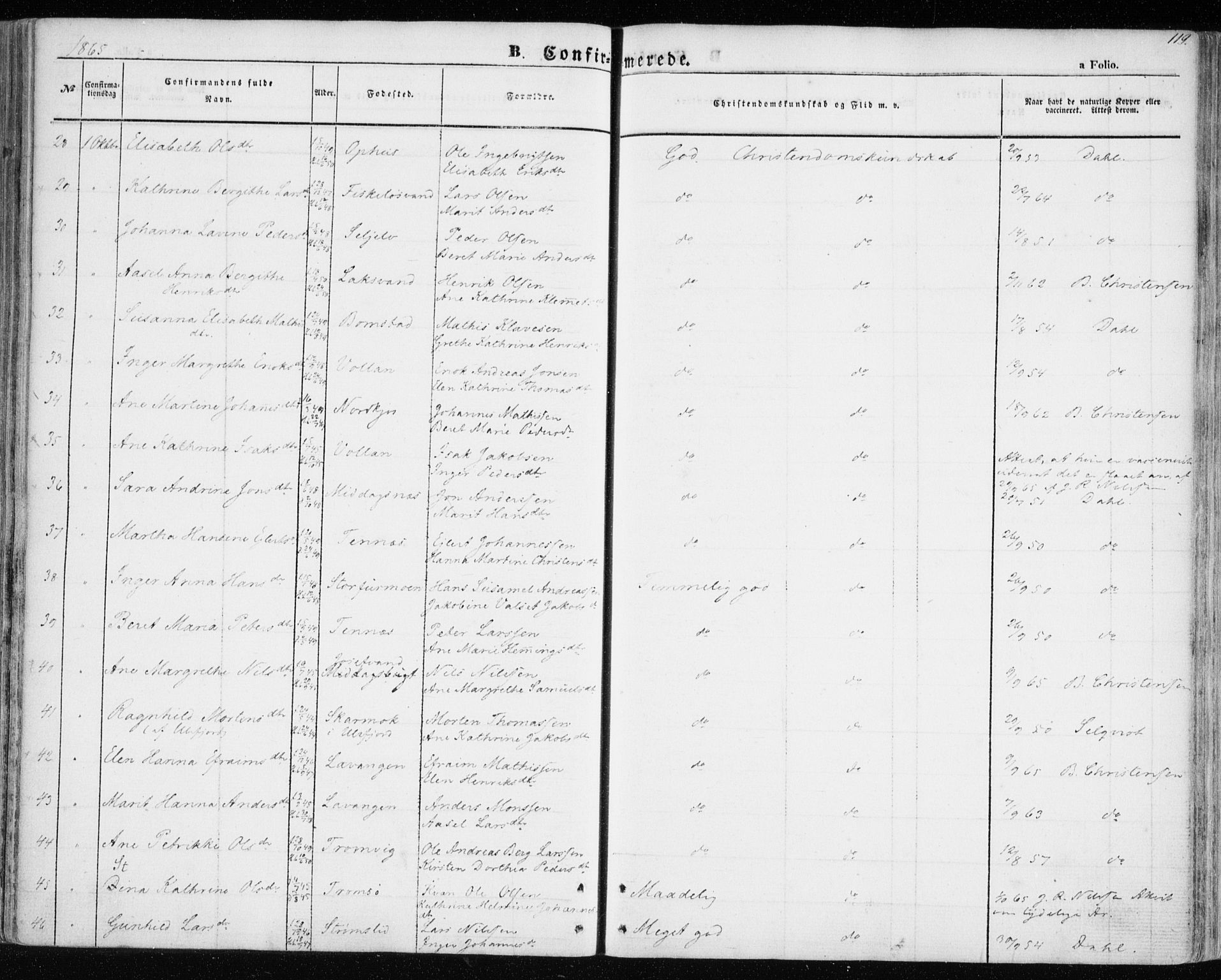 Balsfjord sokneprestembete, SATØ/S-1303/G/Ga/L0003kirke: Parish register (official) no. 3, 1856-1870, p. 119