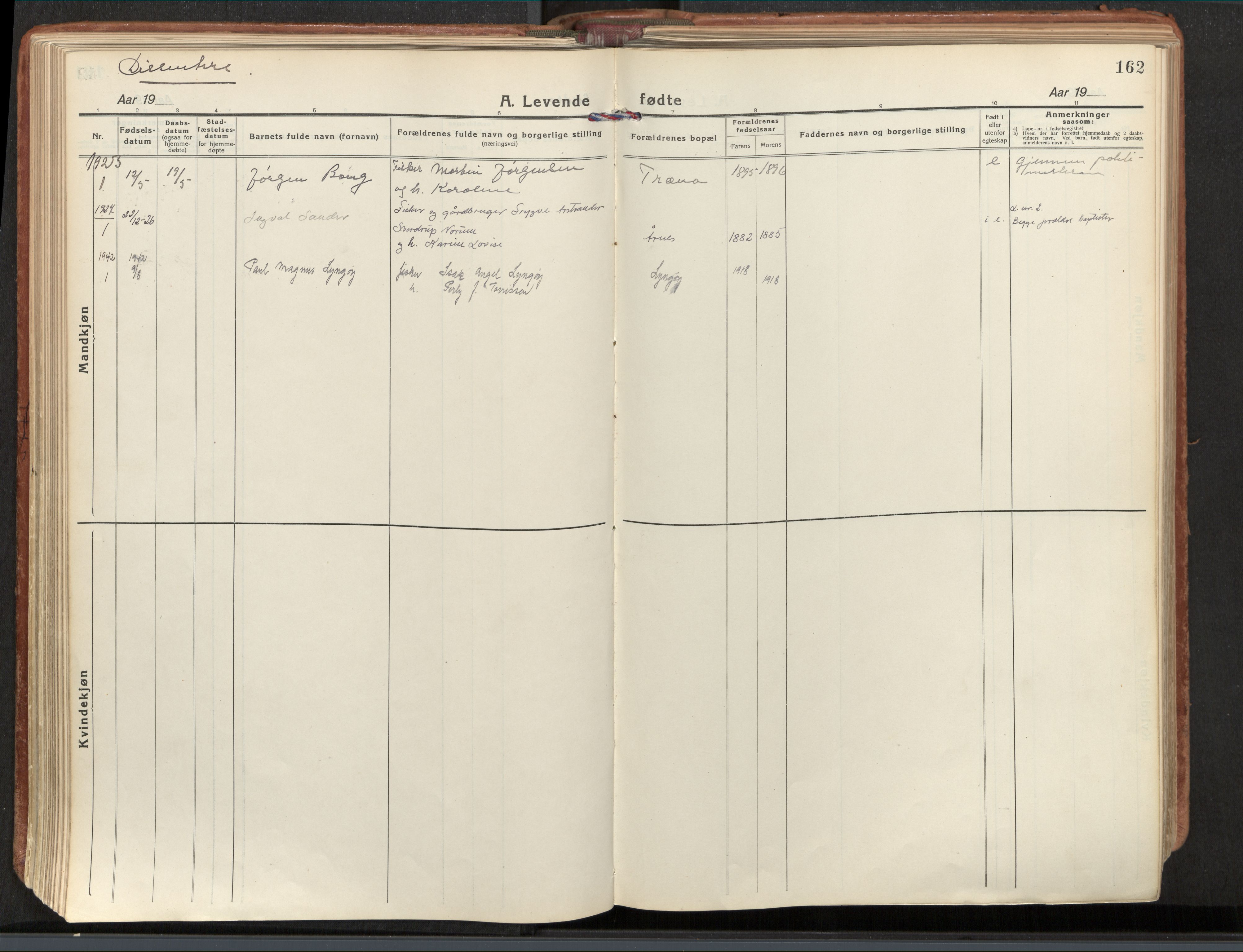 Ministerialprotokoller, klokkerbøker og fødselsregistre - Nordland, SAT/A-1459/839/L0570: Parish register (official) no. 839A07, 1923-1942, p. 162