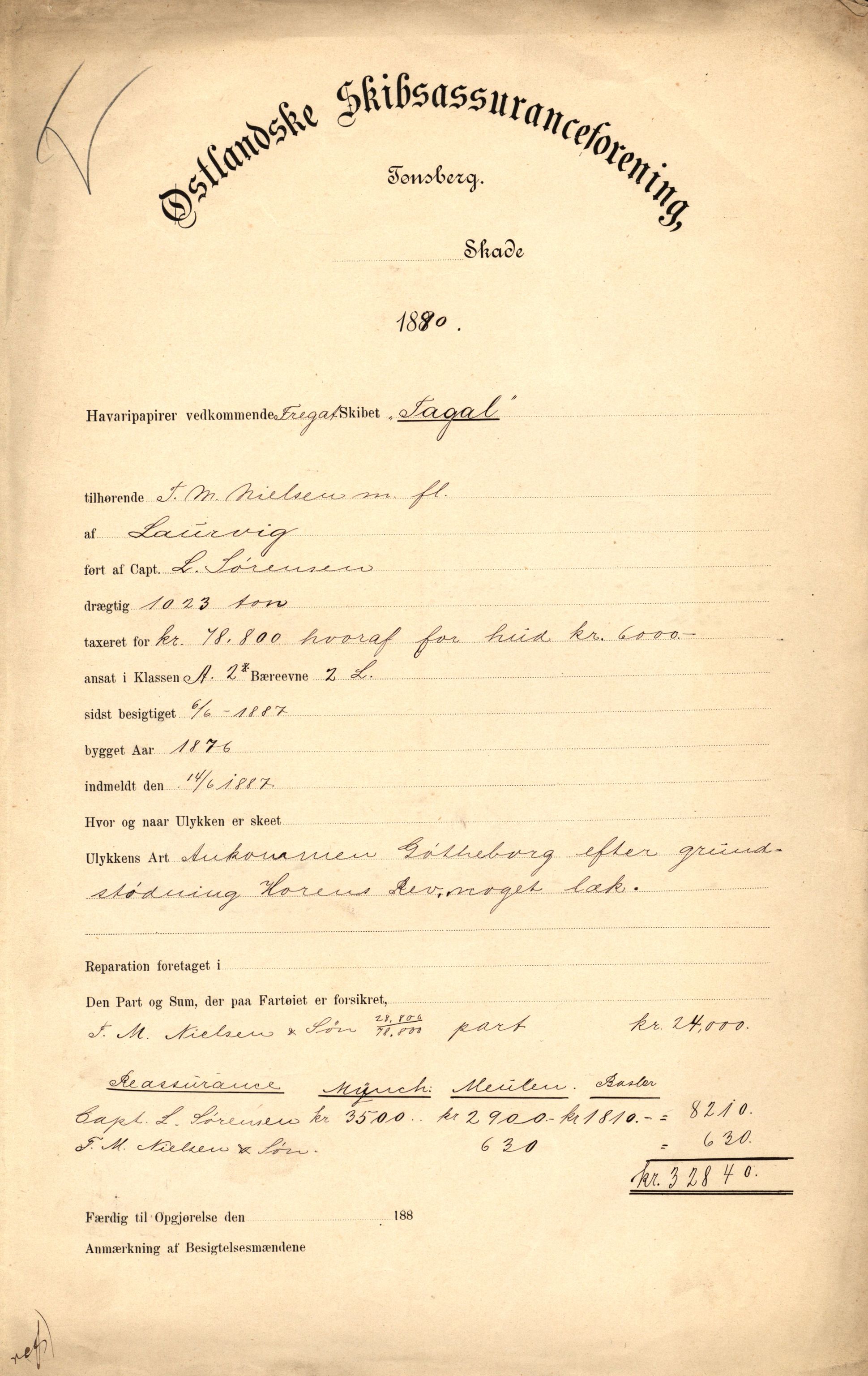 Pa 63 - Østlandske skibsassuranceforening, VEMU/A-1079/G/Ga/L0027/0013: Havaridokumenter / Sylphiden, Stærk, Sacheim, Tagal, Victoria, 1890-1891, p. 25