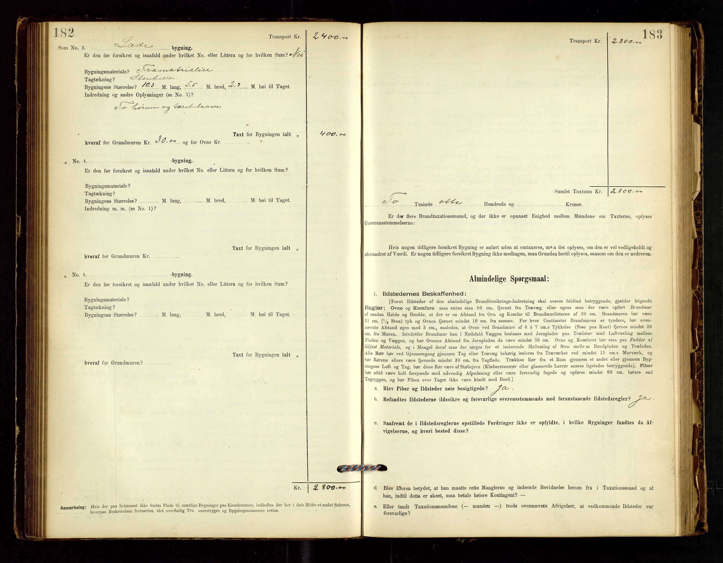 Hjelmeland lensmannskontor, AV/SAST-A-100439/Gob/L0001: "Brandtaxationsprotokol", 1895-1932, p. 182-183