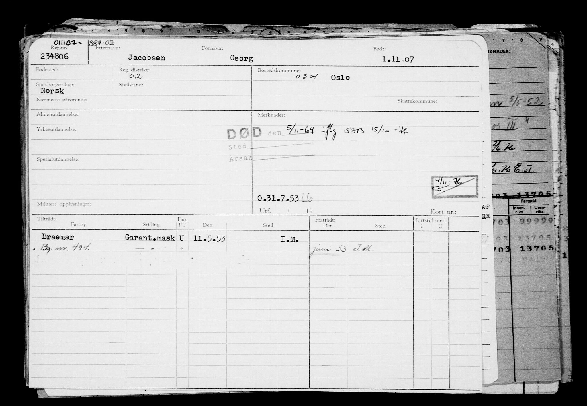 Direktoratet for sjømenn, AV/RA-S-3545/G/Gb/L0074: Hovedkort, 1907, p. 7