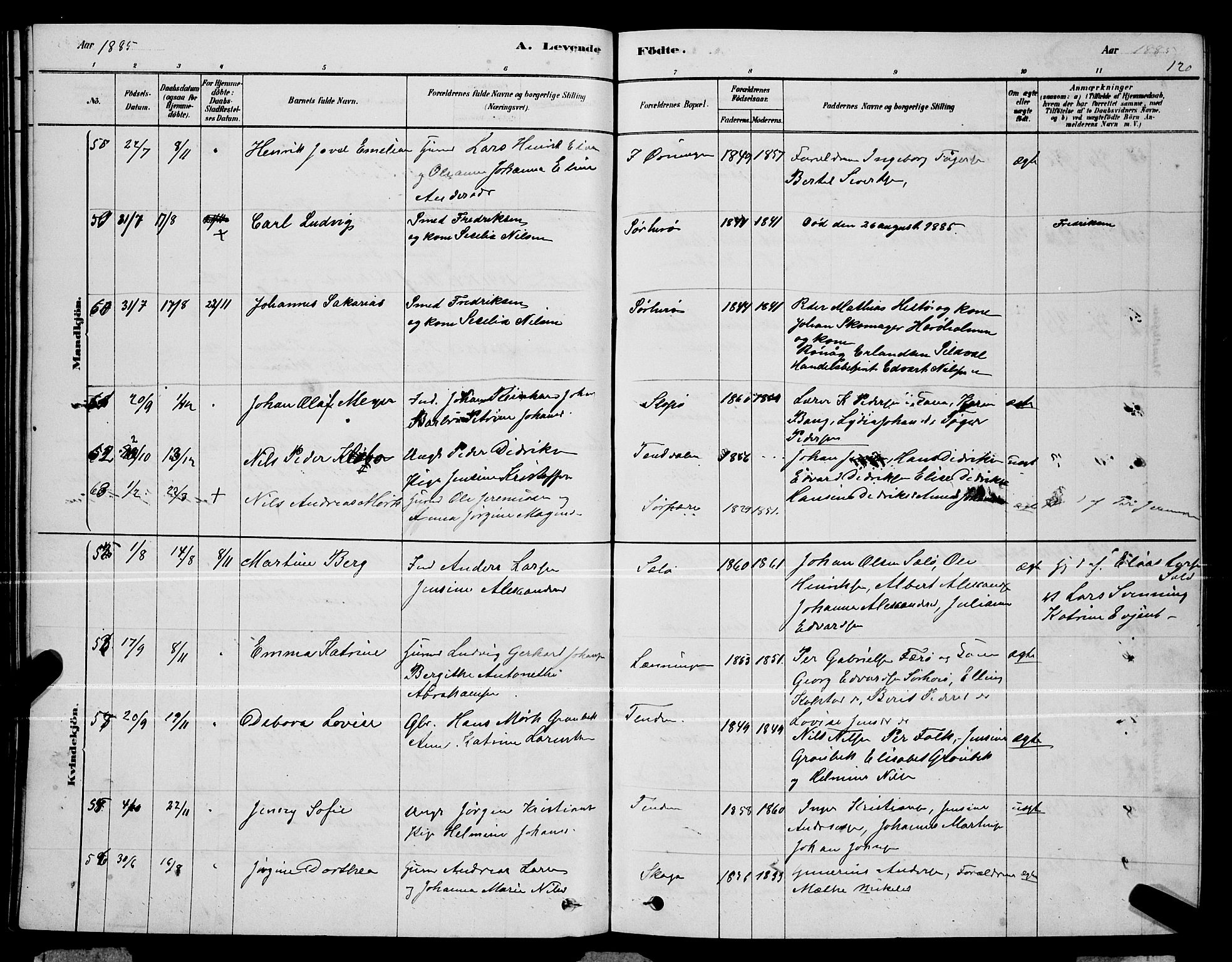 Ministerialprotokoller, klokkerbøker og fødselsregistre - Nordland, AV/SAT-A-1459/834/L0513: Parish register (copy) no. 834C04, 1877-1892, p. 120