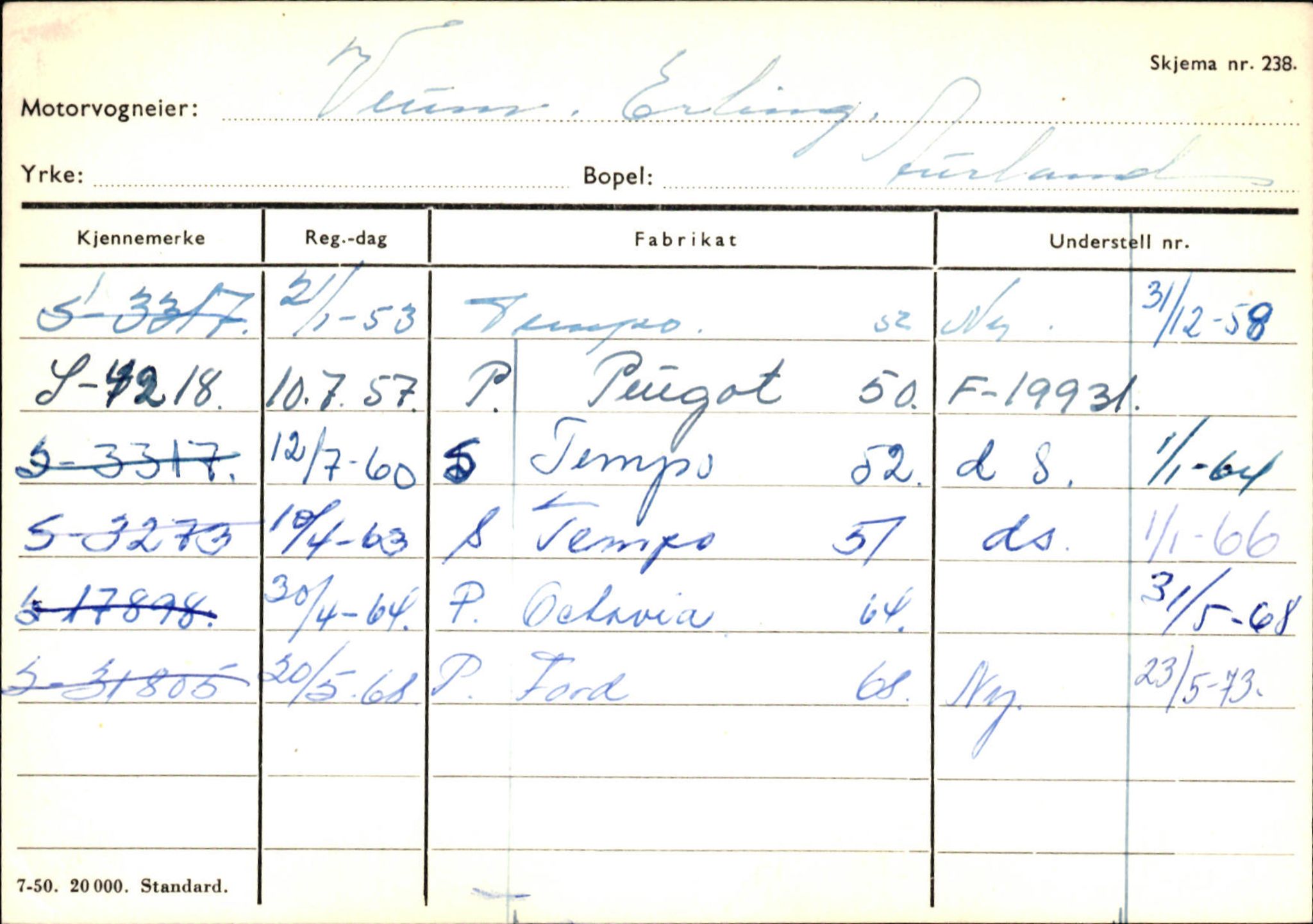 Statens vegvesen, Sogn og Fjordane vegkontor, AV/SAB-A-5301/4/F/L0125: Eigarregister Sogndal V-Å. Aurland A-Å. Fjaler A-N, 1945-1975, p. 1226