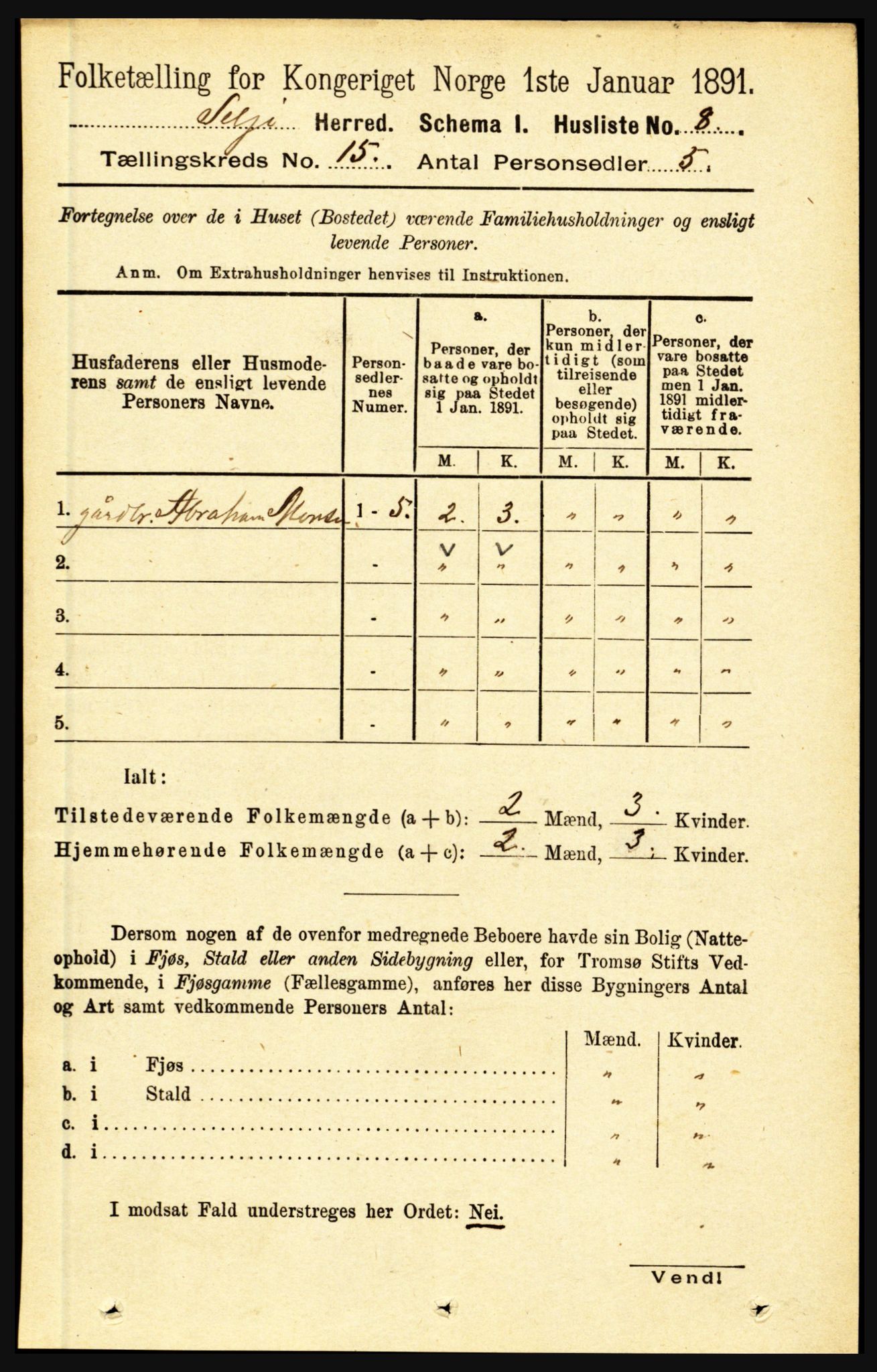 RA, 1891 census for 1441 Selje, 1891, p. 4651