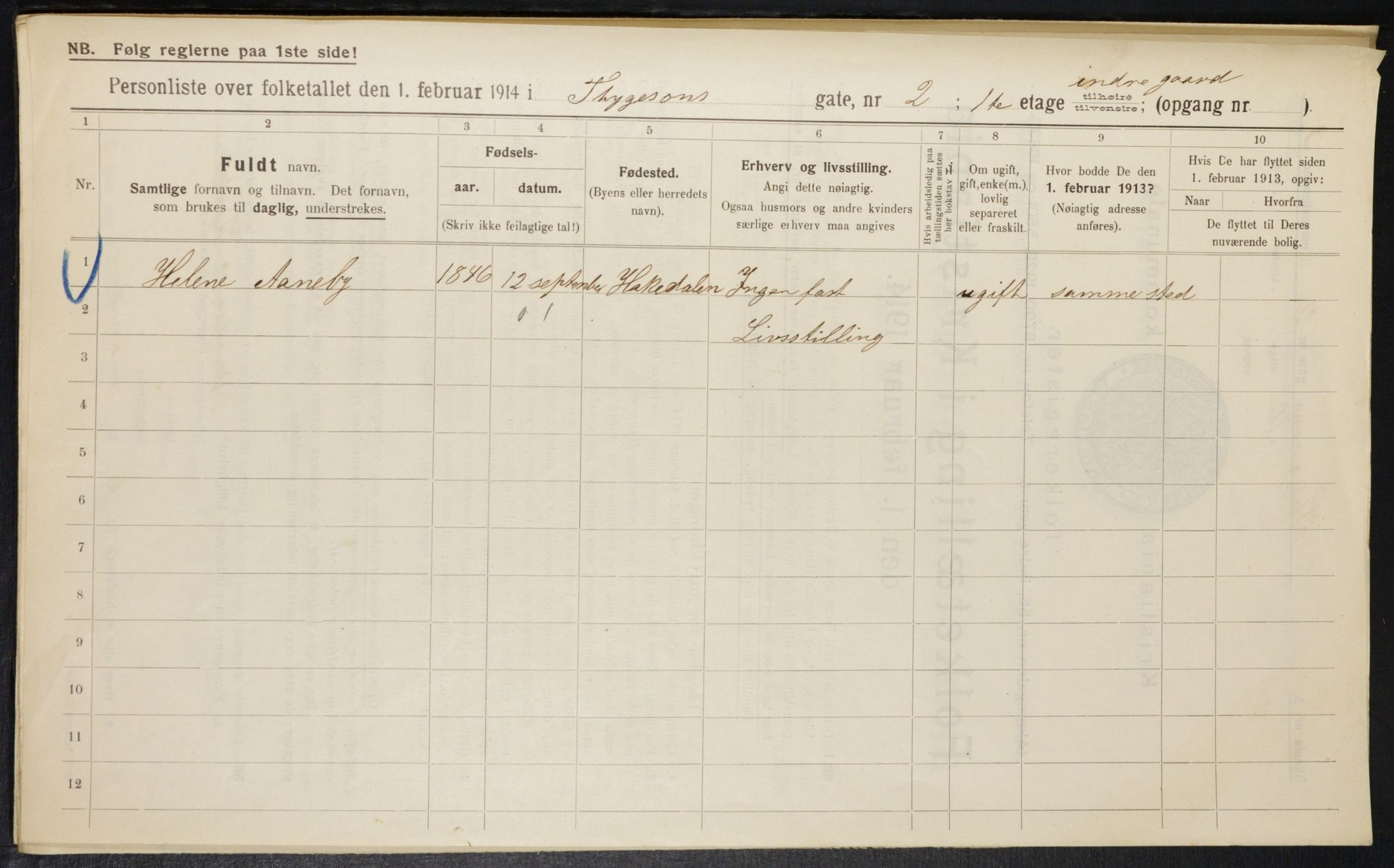 OBA, Municipal Census 1914 for Kristiania, 1914, p. 112240