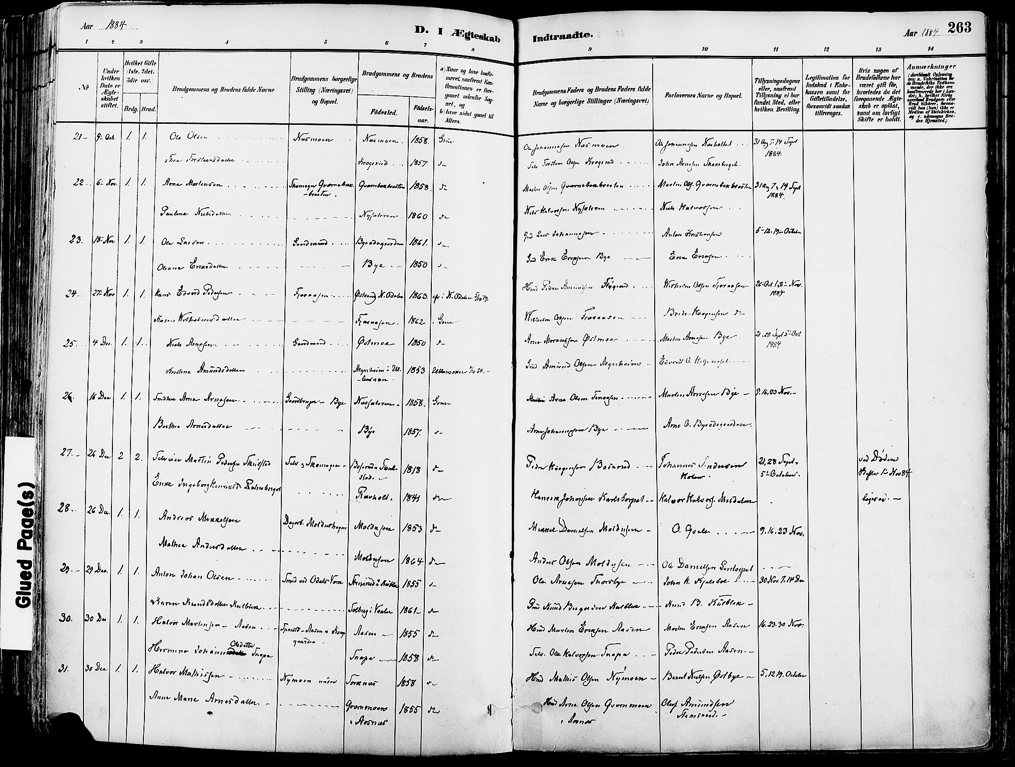 Grue prestekontor, AV/SAH-PREST-036/H/Ha/Haa/L0012: Parish register (official) no. 12, 1881-1897, p. 263