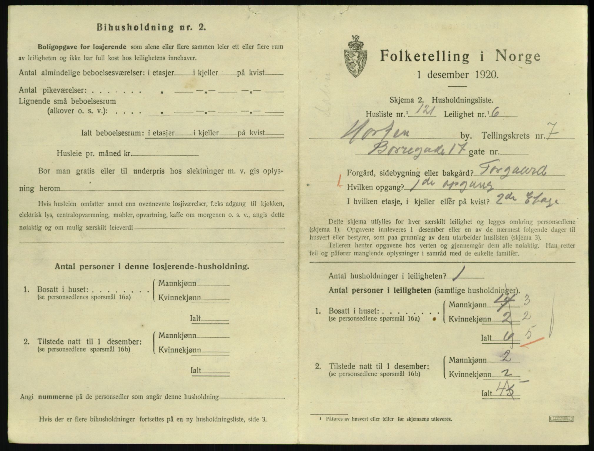 SAKO, 1920 census for Horten, 1920, p. 7641