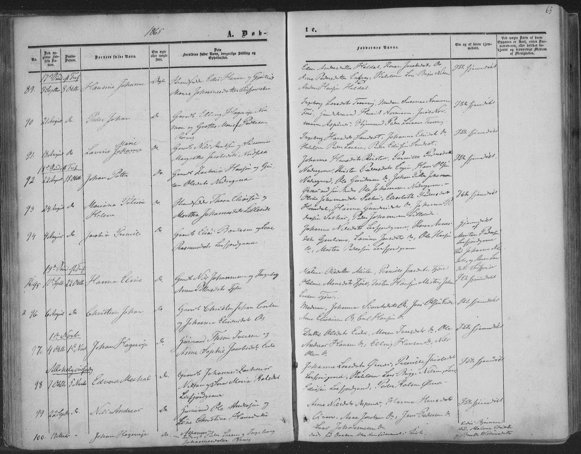 Ministerialprotokoller, klokkerbøker og fødselsregistre - Nordland, AV/SAT-A-1459/853/L0770: Parish register (official) no. 853A09, 1857-1870, p. 65