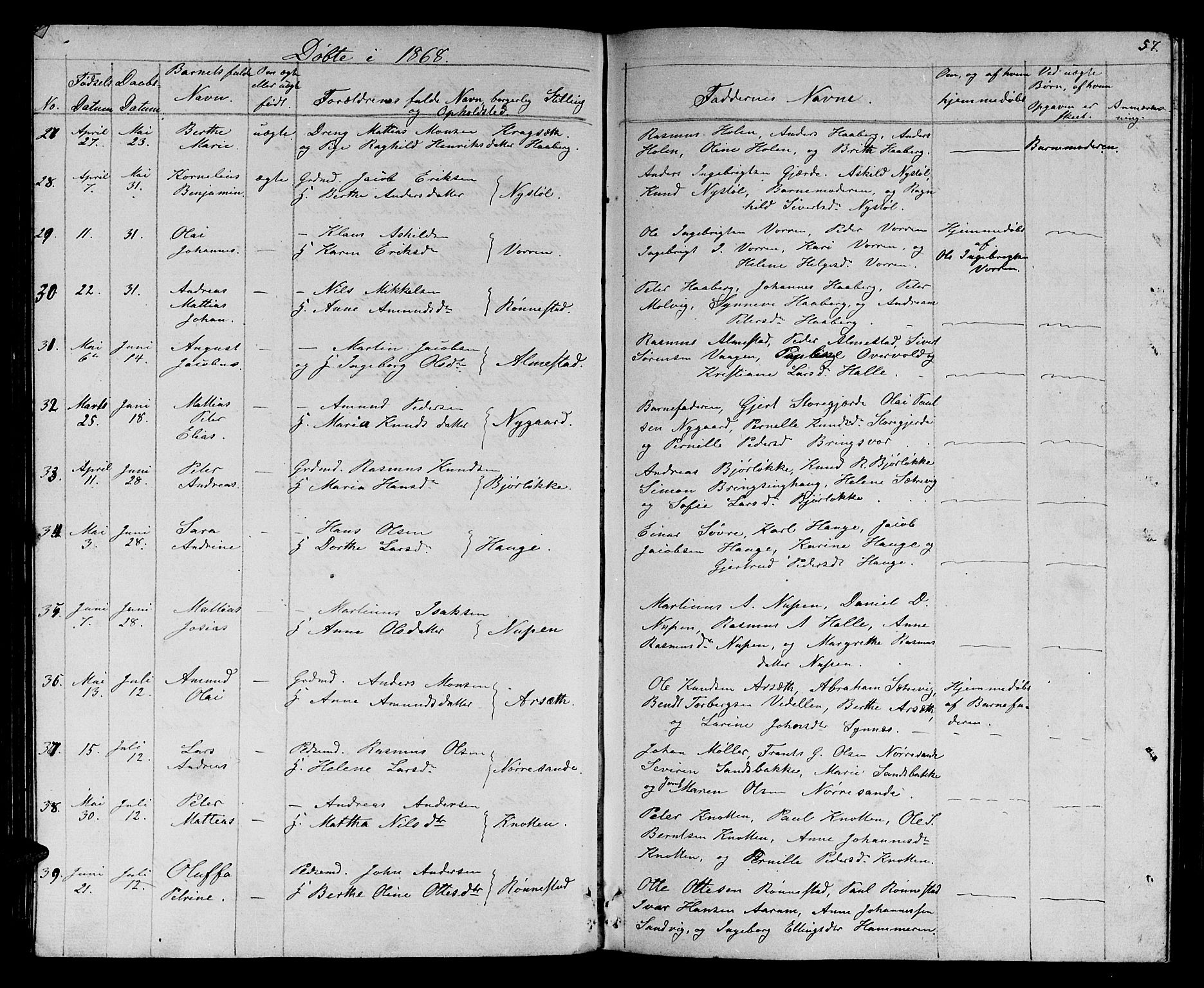 Ministerialprotokoller, klokkerbøker og fødselsregistre - Møre og Romsdal, AV/SAT-A-1454/503/L0047: Parish register (copy) no. 503C02, 1854-1884, p. 57