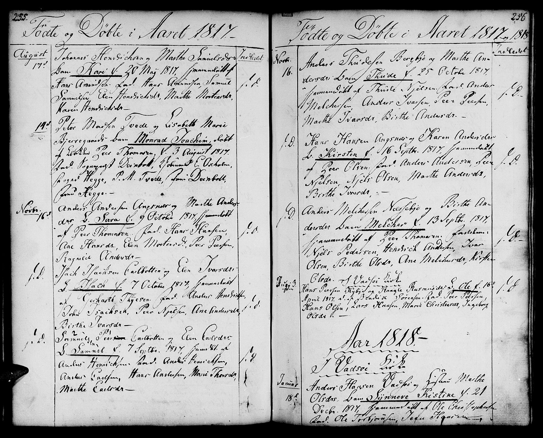 Vadsø sokneprestkontor, SATØ/S-1325/H/Ha/L0002kirke: Parish register (official) no. 2, 1764-1821, p. 255-256