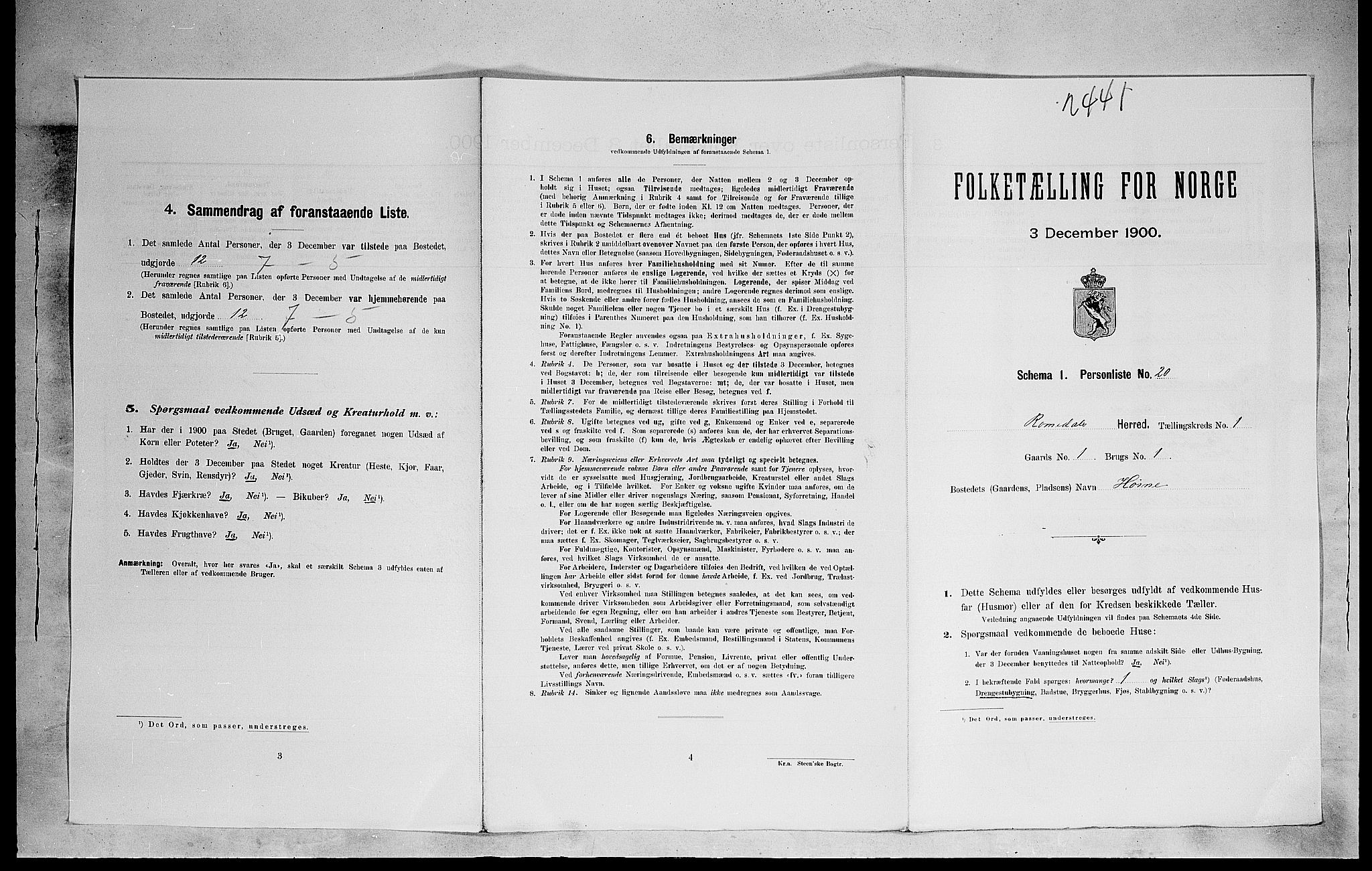 SAH, 1900 census for Romedal, 1900, p. 176