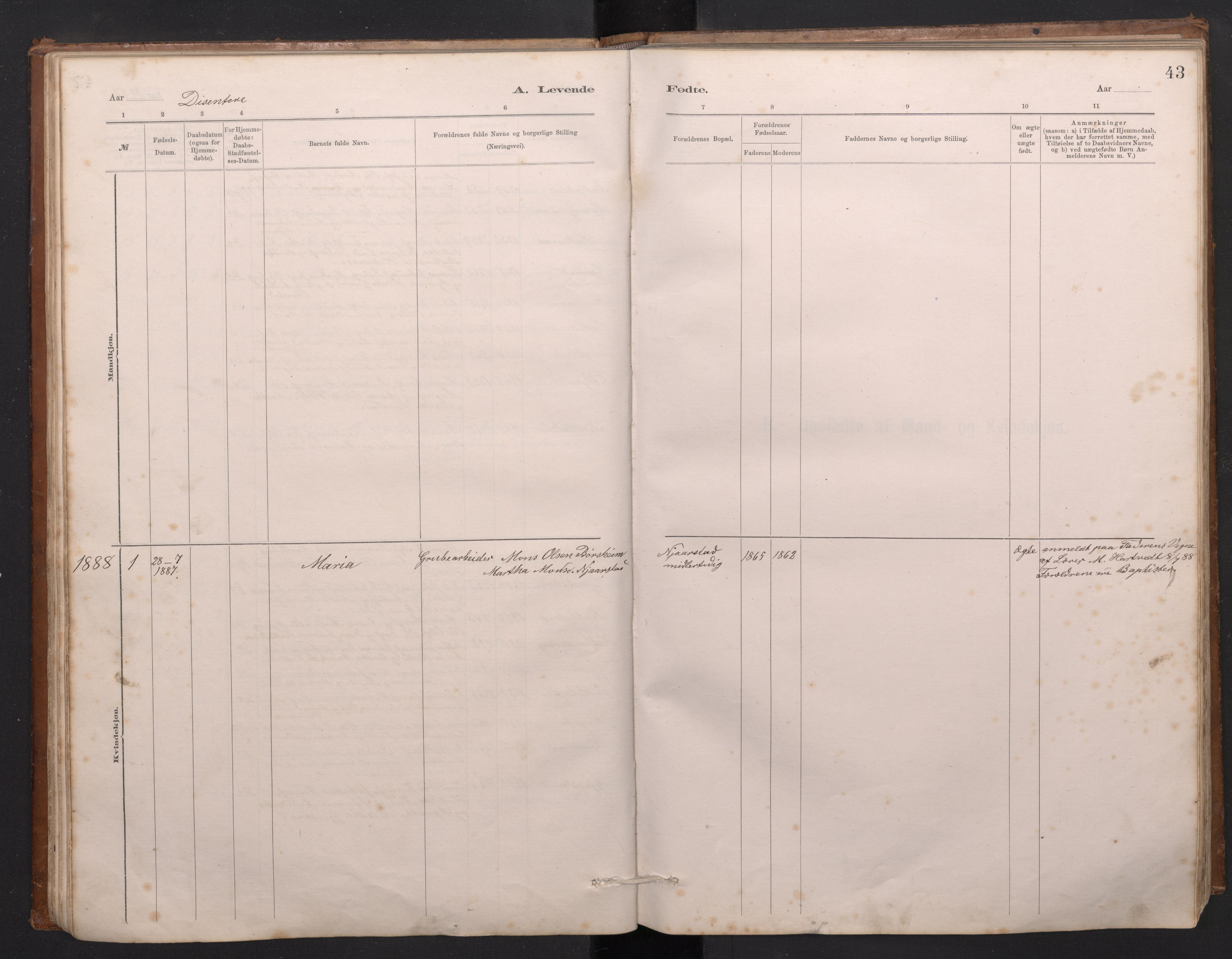 Haus sokneprestembete, SAB/A-75601/H/Hab: Parish register (copy) no. C 2, 1878-1892, p. 42b-43a