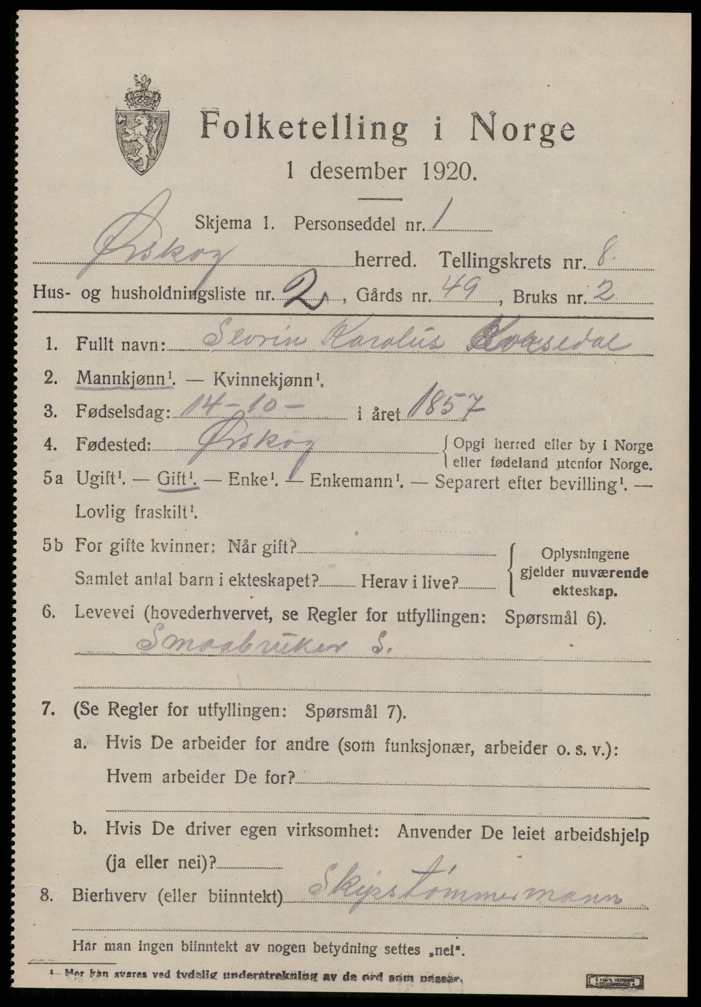 SAT, 1920 census for Ørskog, 1920, p. 4196