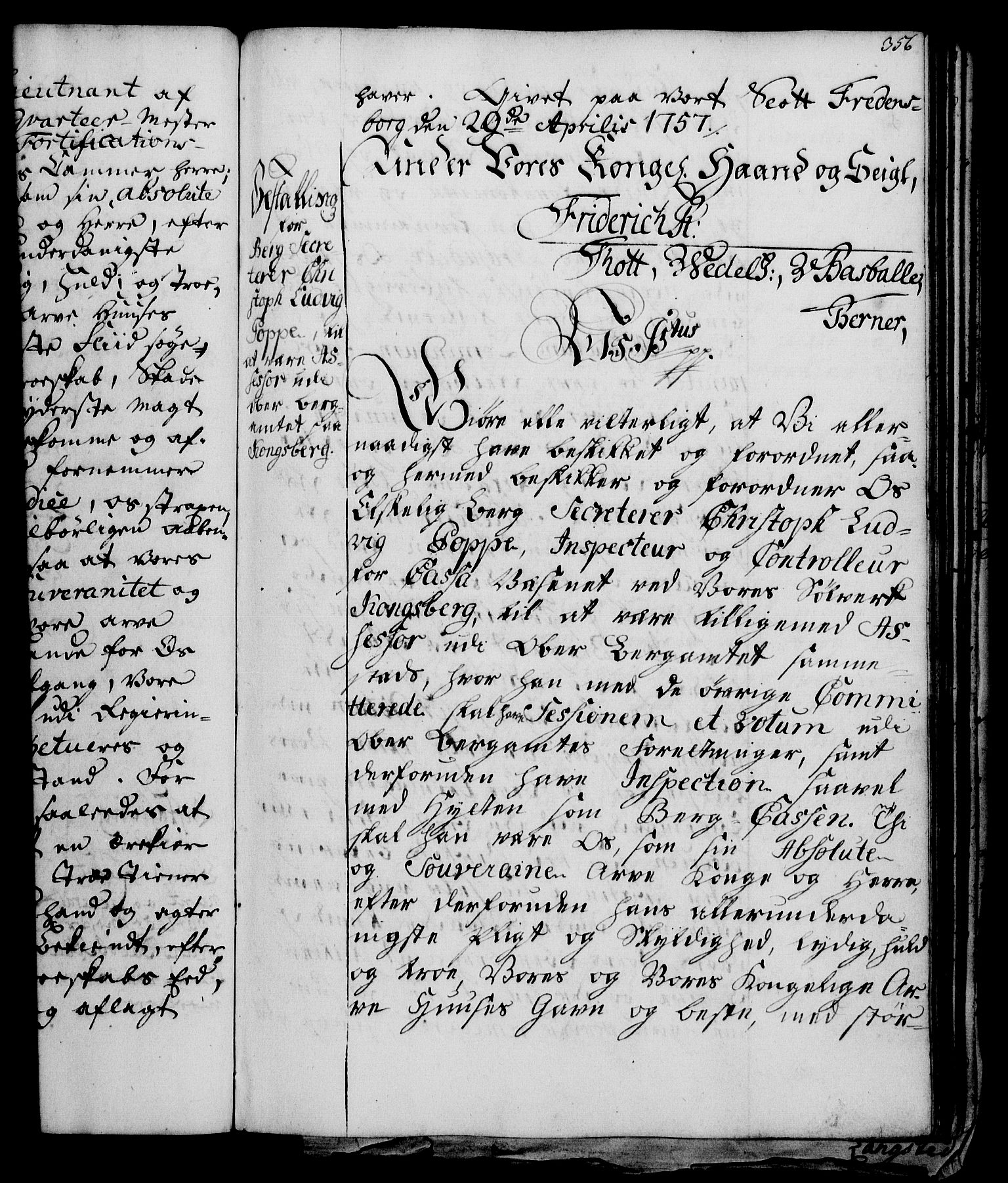 Rentekammeret, Kammerkanselliet, RA/EA-3111/G/Gg/Gge/L0003: Norsk bestallingsprotokoll med register (merket RK 53.27), 1745-1761, p. 356