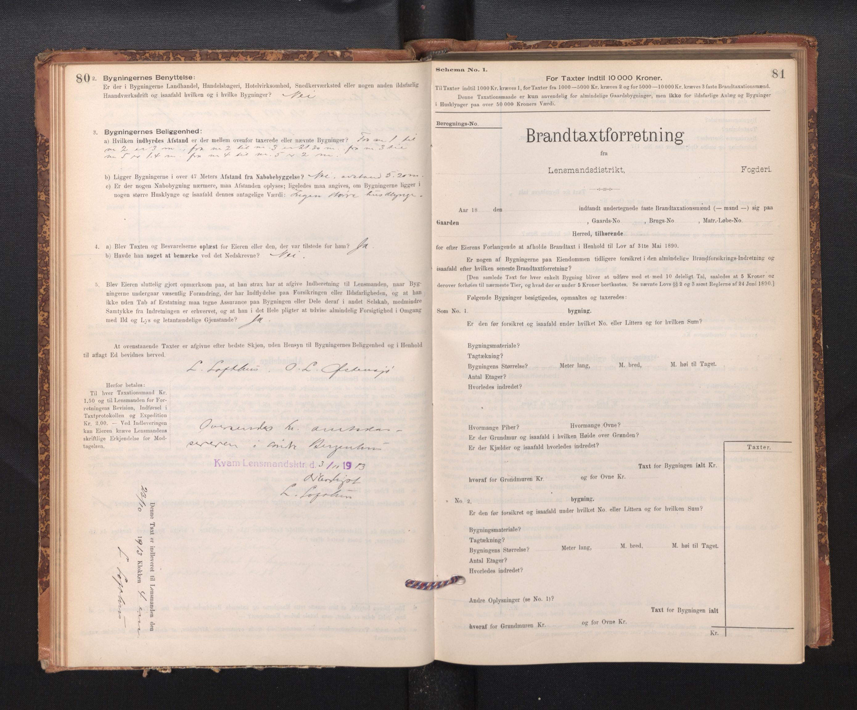 Lensmannen i Kvam, SAB/A-33201/0012/L0005: Branntakstprotokoll, skjematakst, 1894-1913, p. 80-81