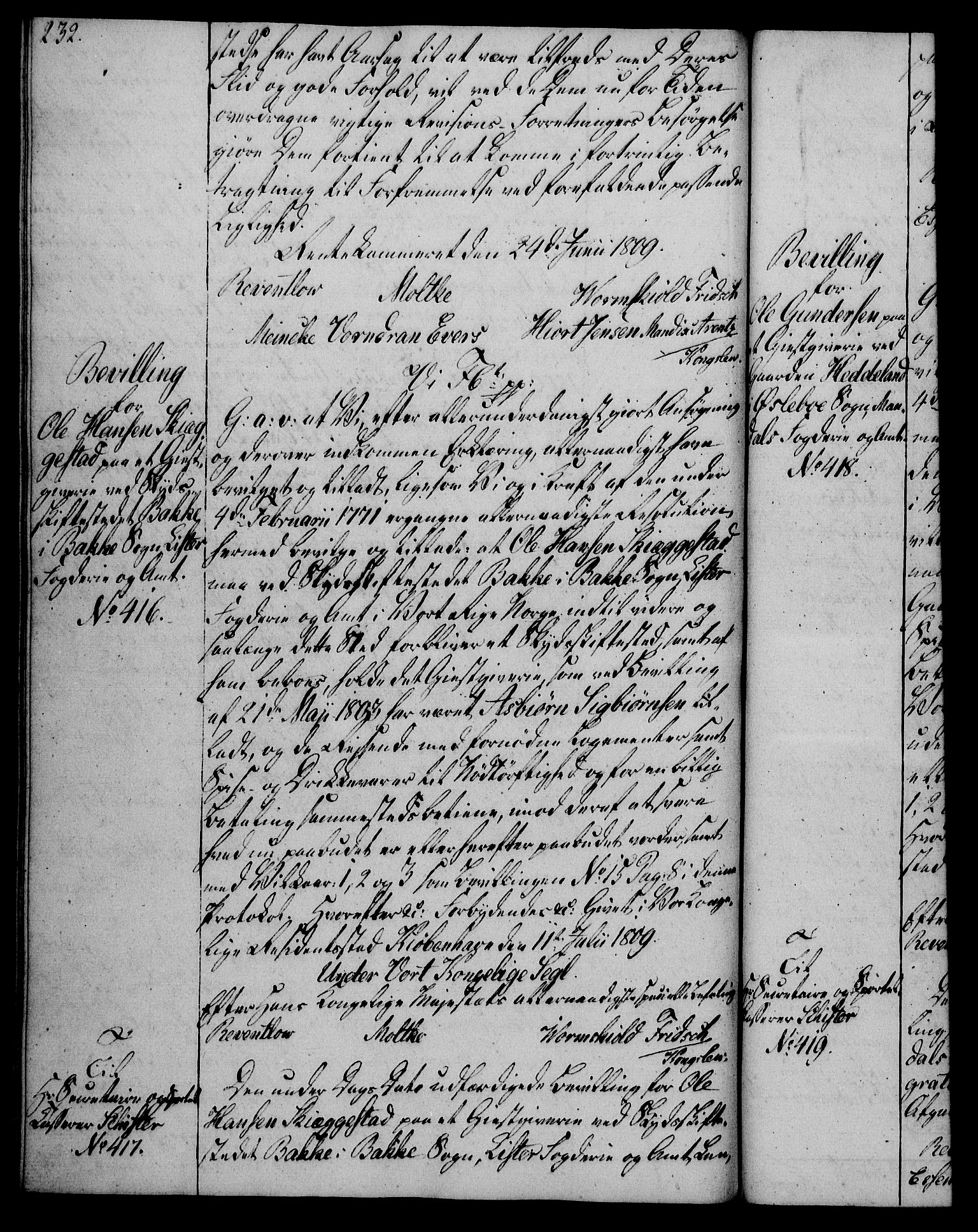 Rentekammeret, Kammerkanselliet, RA/EA-3111/G/Gg/Gga/L0019: Norsk ekspedisjonsprotokoll med register (merket RK 53.19), 1807-1810, p. 232