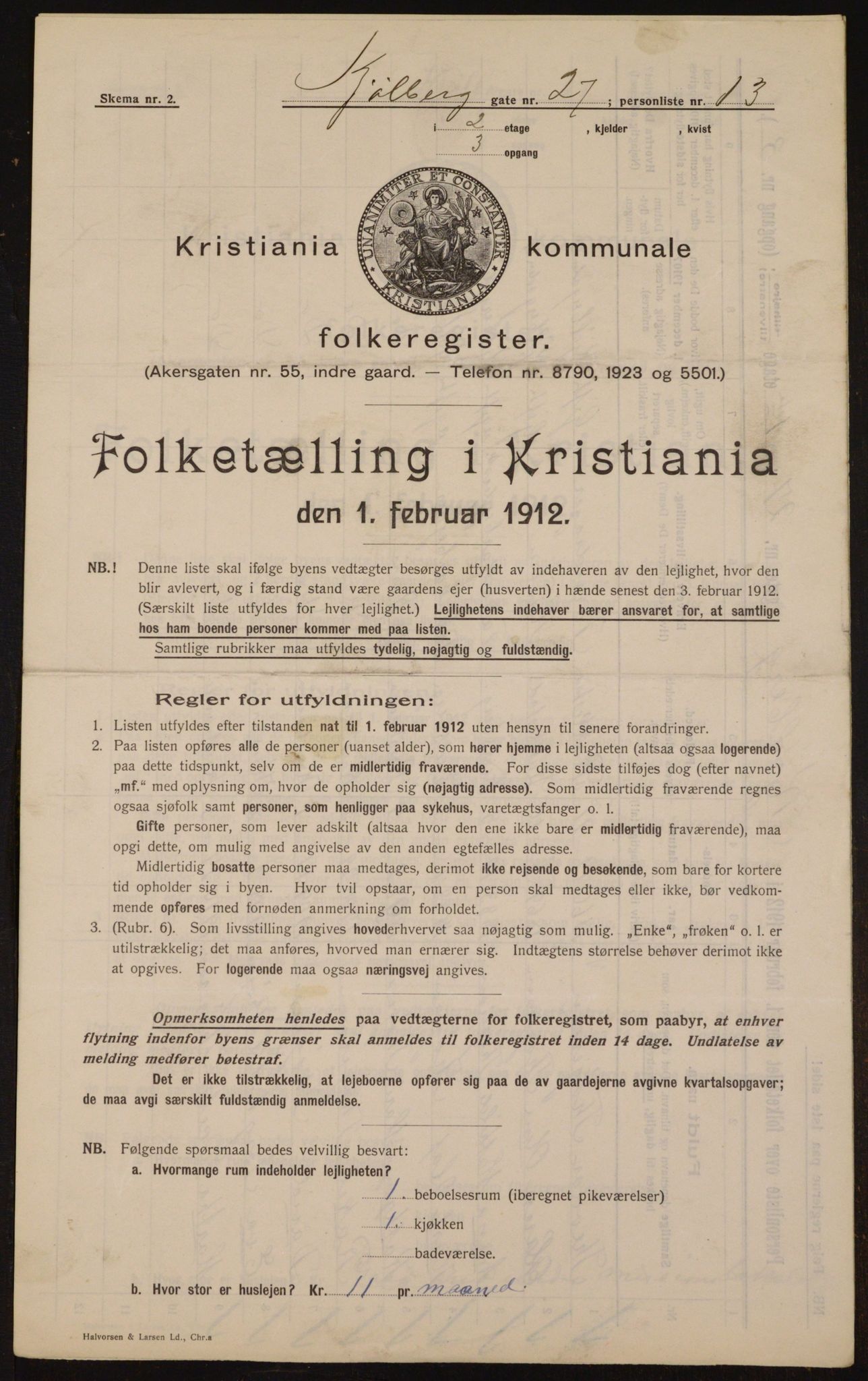 OBA, Municipal Census 1912 for Kristiania, 1912, p. 52080