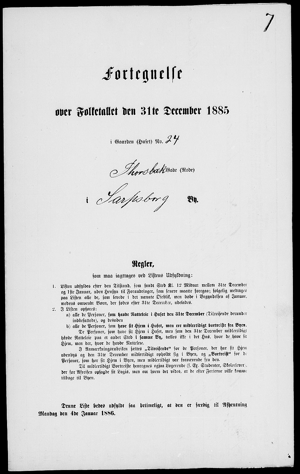 RA, 1885 census for 0102 Sarpsborg, 1885, p. 13