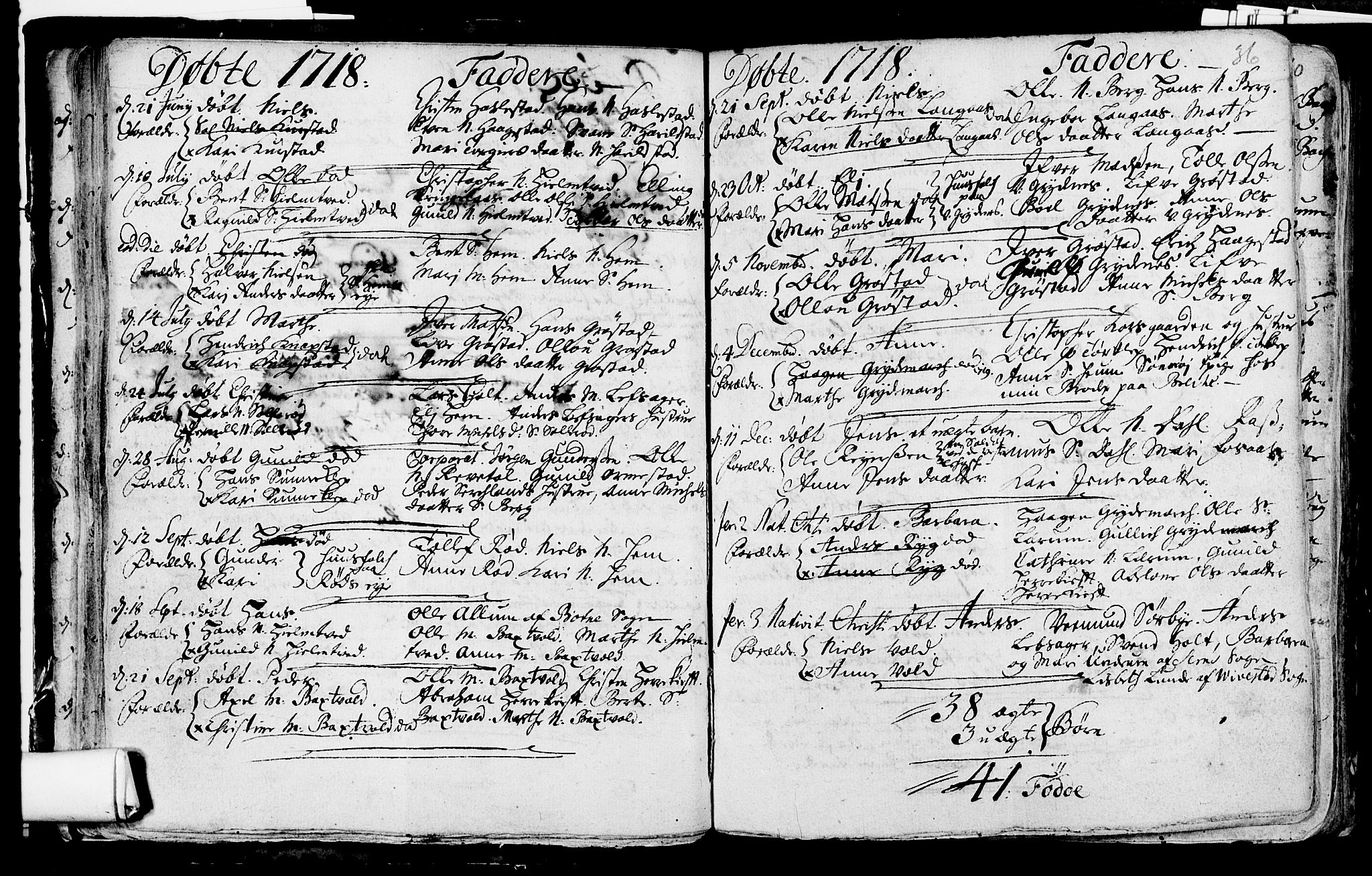 Våle kirkebøker, SAKO/A-334/F/Fa/L0002: Parish register (official) no. I 2, 1705-1732, p. 36