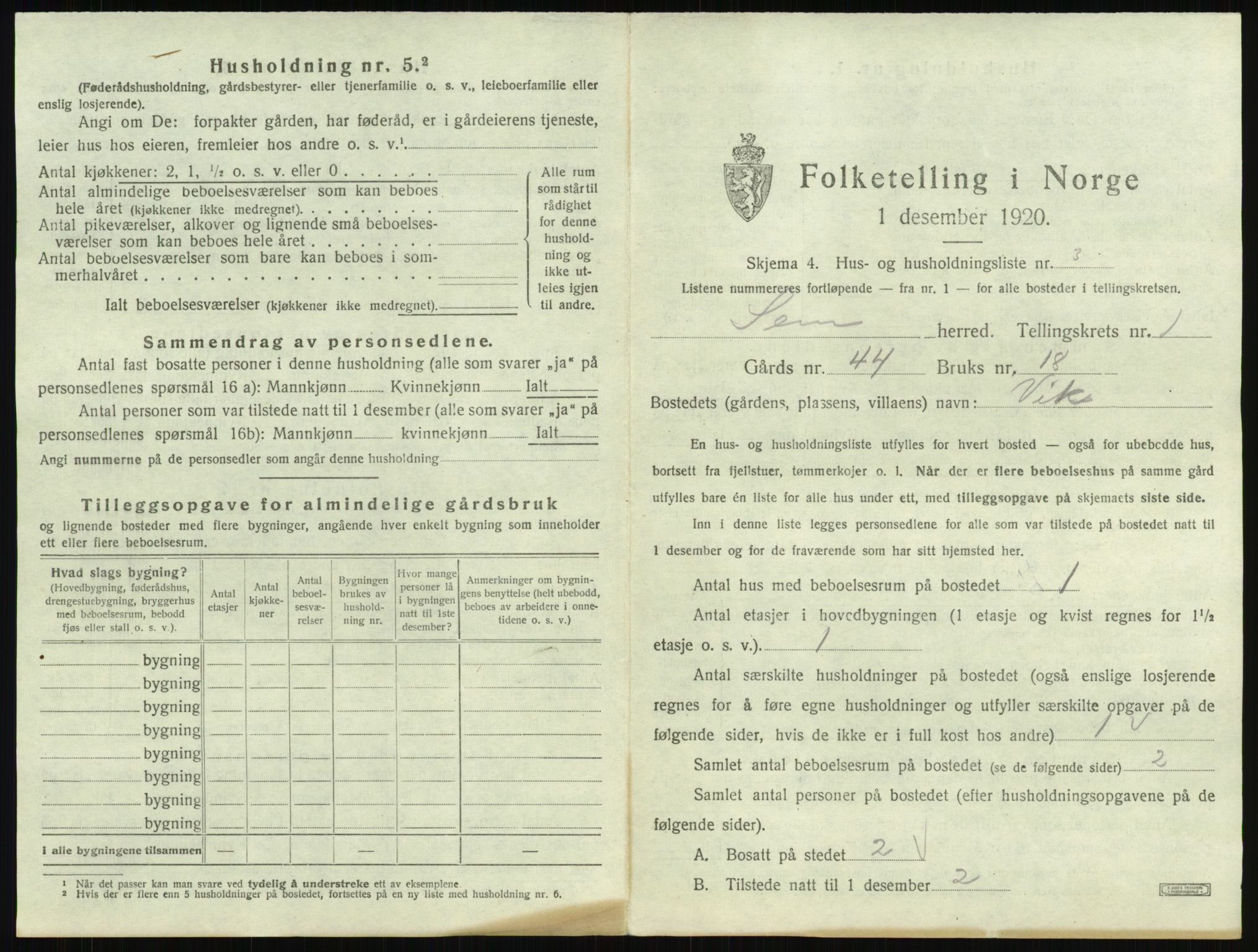 SAKO, 1920 census for Sem, 1920, p. 76