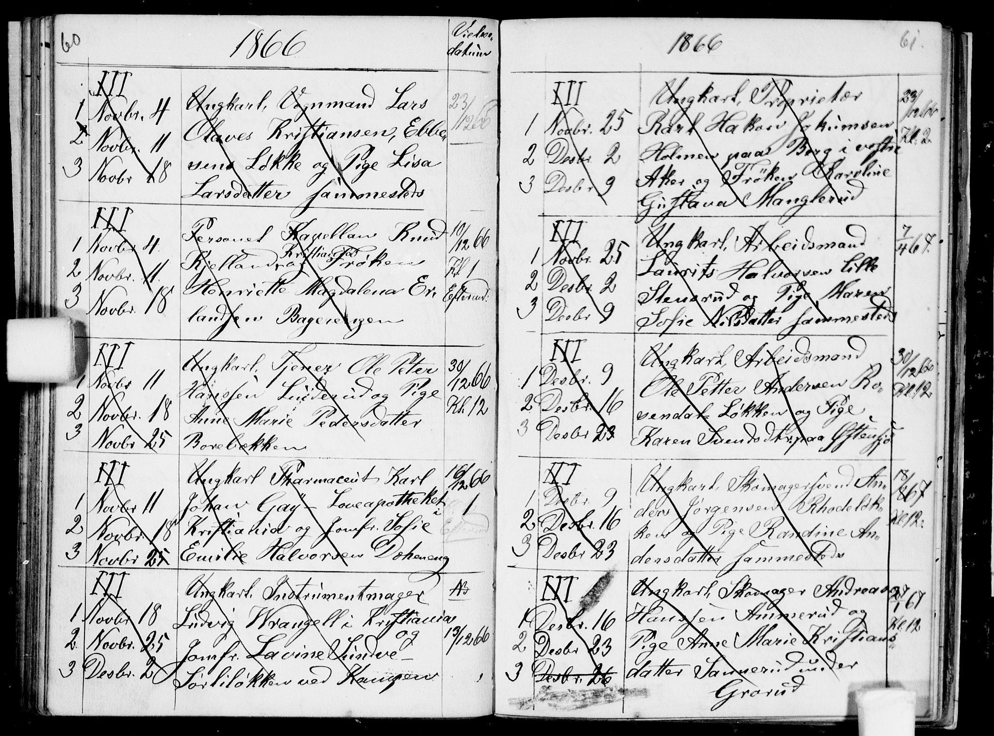 Østre Aker prestekontor Kirkebøker, AV/SAO-A-10840/H/Ha/L0002: Banns register no. I 2, 1861-1872, p. 60-61