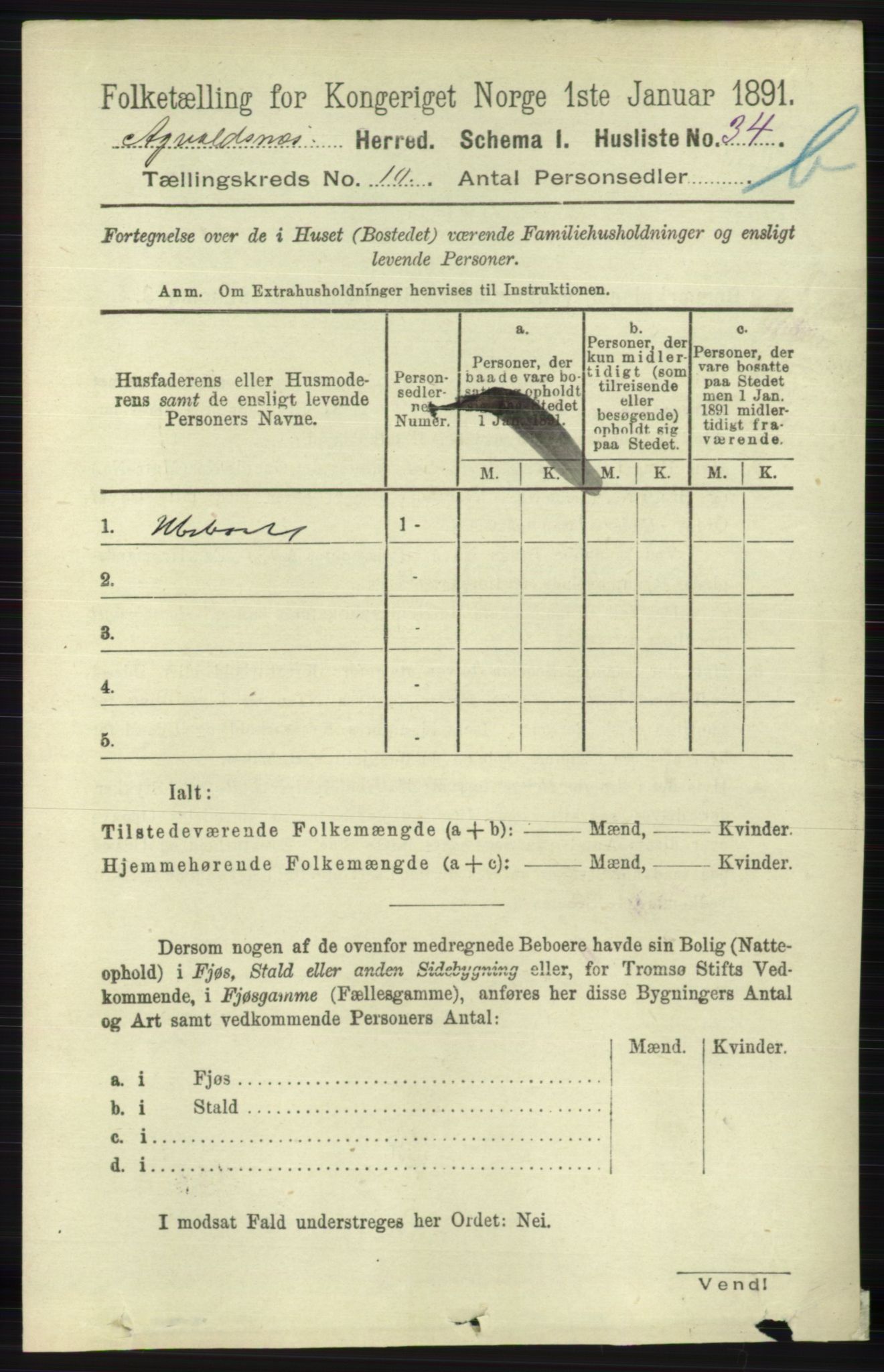 RA, 1891 census for 1147 Avaldsnes, 1891, p. 5788