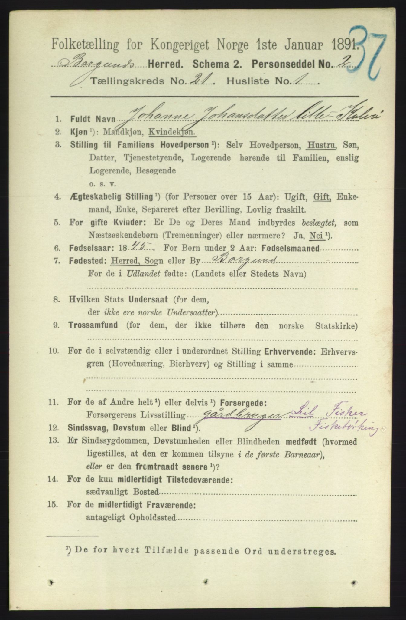 RA, 1891 census for 1531 Borgund, 1891, p. 6343