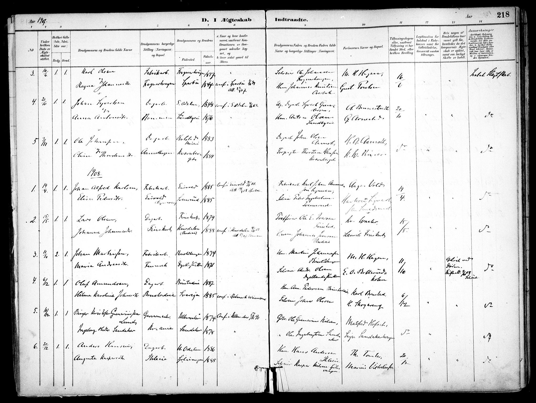 Nes prestekontor Kirkebøker, SAO/A-10410/F/Fb/L0002: Parish register (official) no. II 2, 1883-1918, p. 218