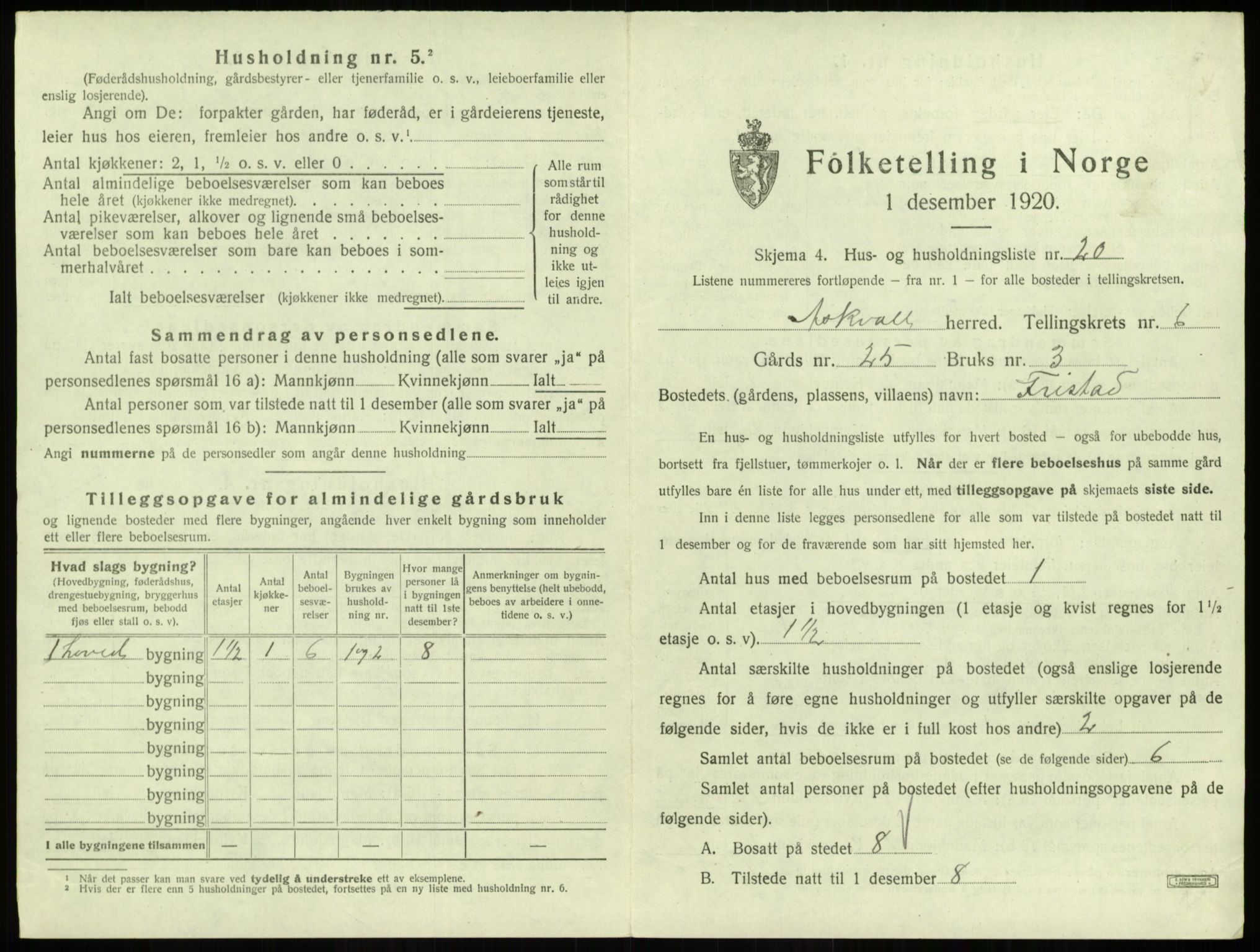SAB, 1920 census for Askvoll, 1920, p. 362