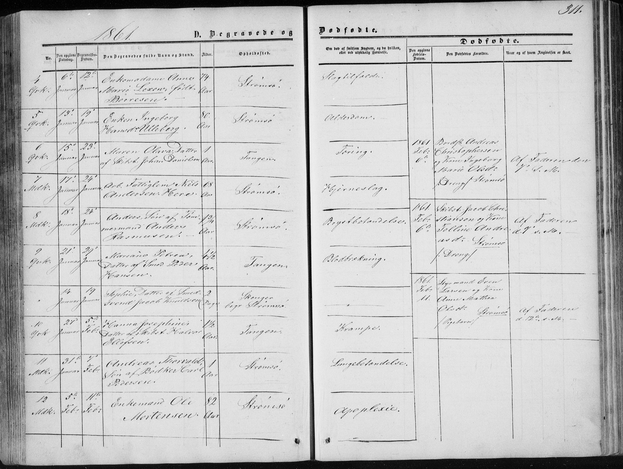 Strømsø kirkebøker, AV/SAKO-A-246/F/Fa/L0015: Parish register (official) no. I 15, 1859-1868, p. 311